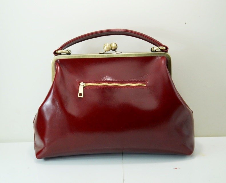 Leder Handtasche "Olive" - Retro Vintage Tasche - Taschenkinder