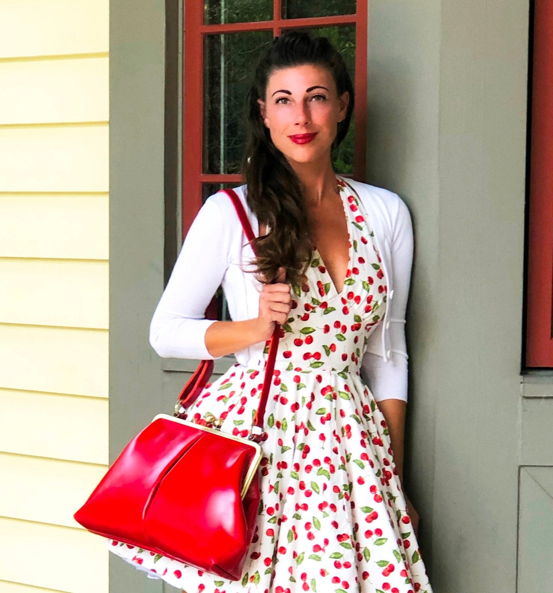 Retro Handtasche Damen, Bügeltasche "Olive" in rot, Ledertasche, Leder Henkeltasche, Leder Umhängetasche, Leder Schultertasche, Vintage Stil - Taschenkinder.de