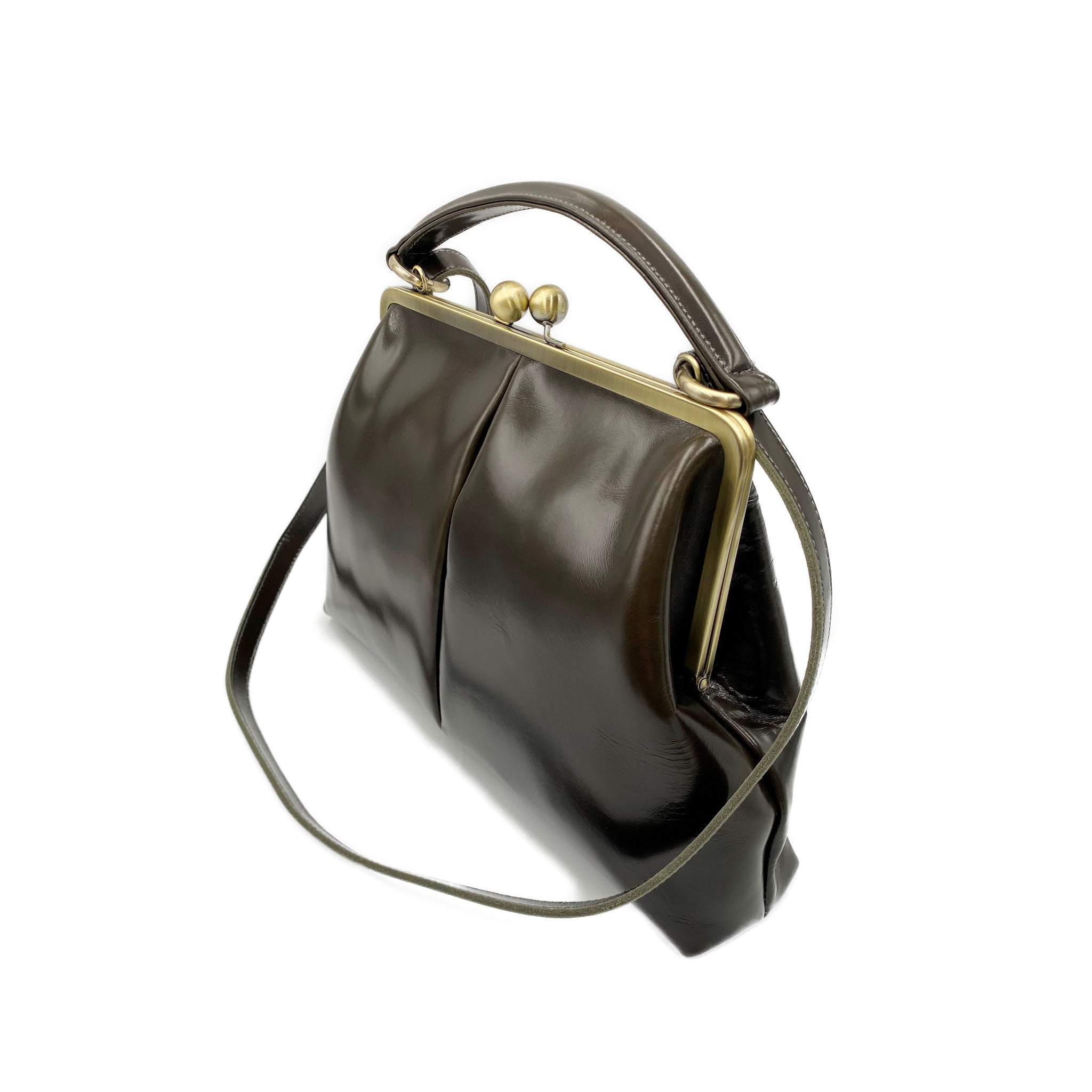 Retro Bügeltasche "Olive" – Leder Handtasche – Taschenkinder