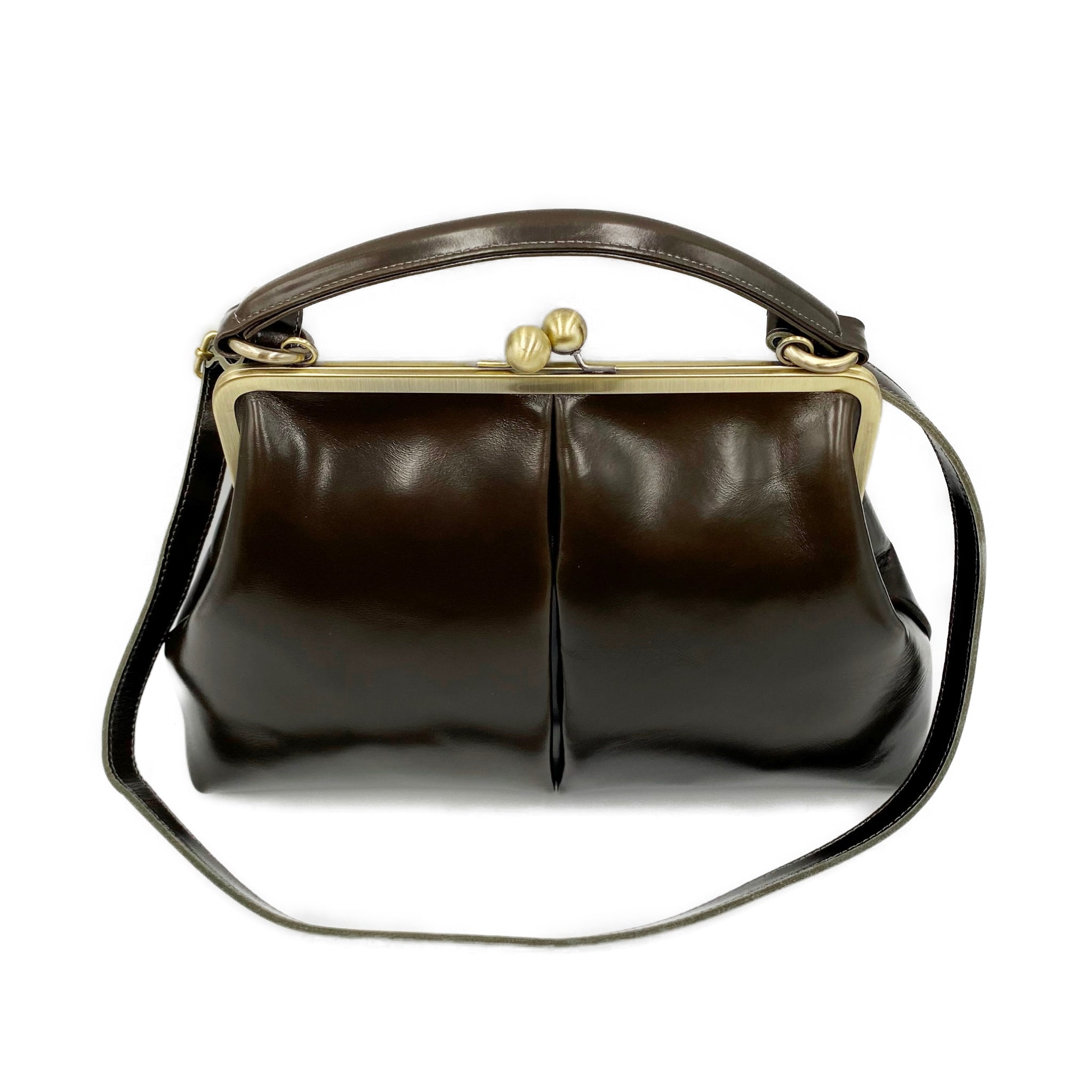 Retro Bügeltasche "Olive" – Leder Handtasche – Taschenkinder