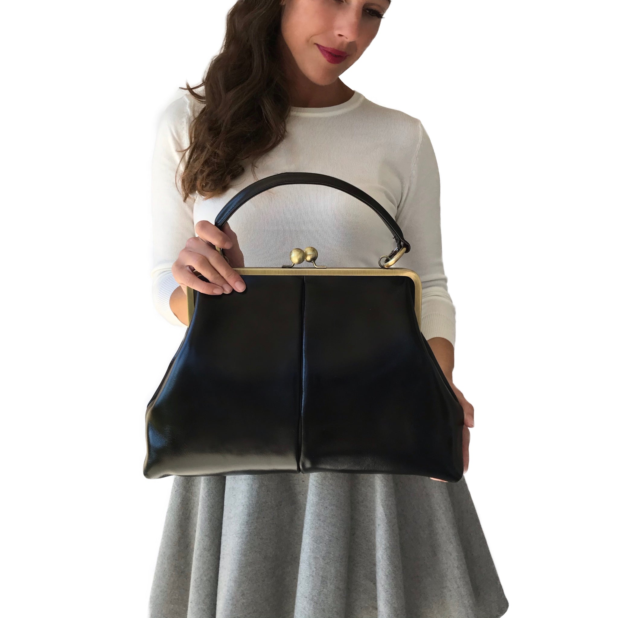 Leder Handtasche Olive - Vintage Stil - Taschenkinder