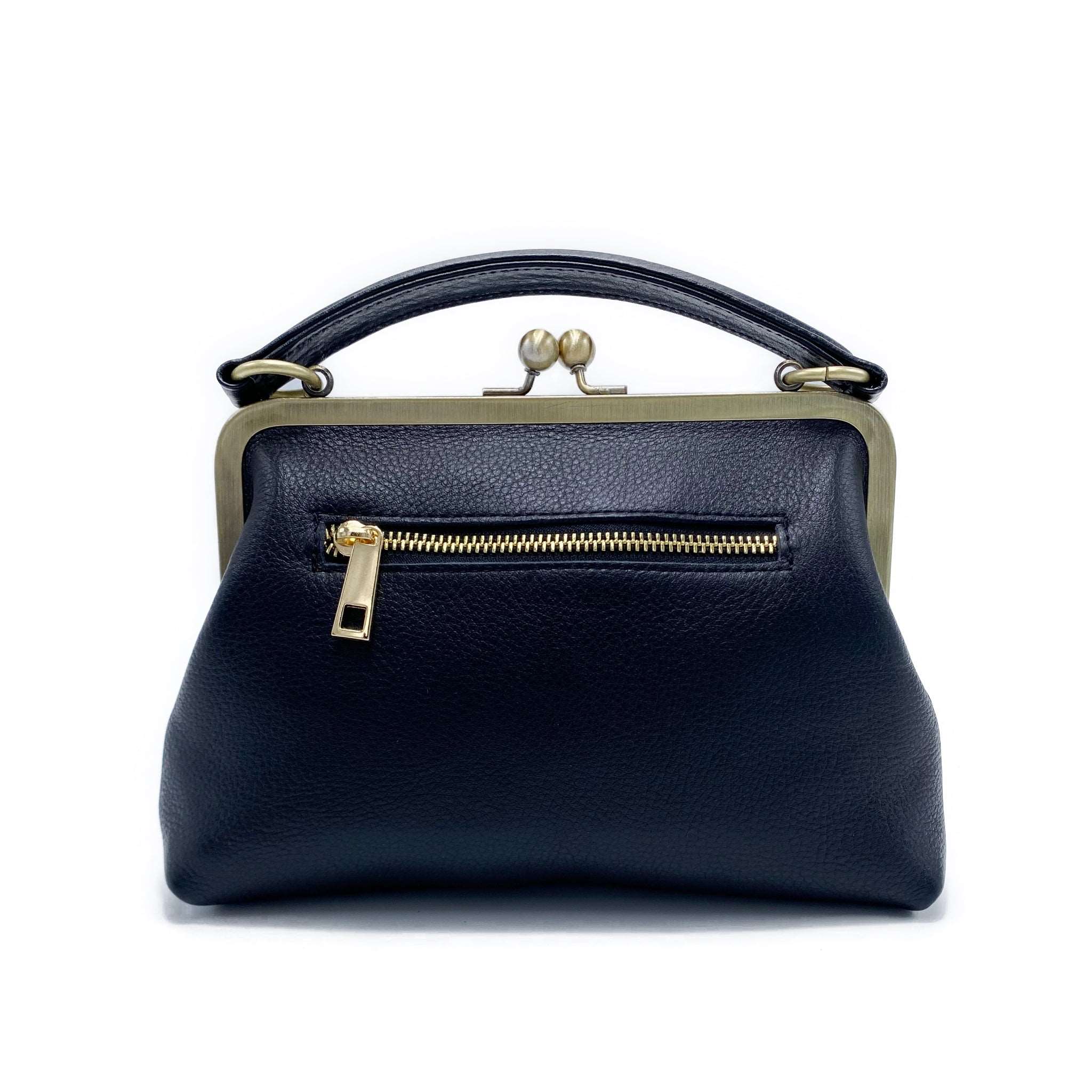 Kleine Olive Leder Handtasche Schwarz - Taschenkinder