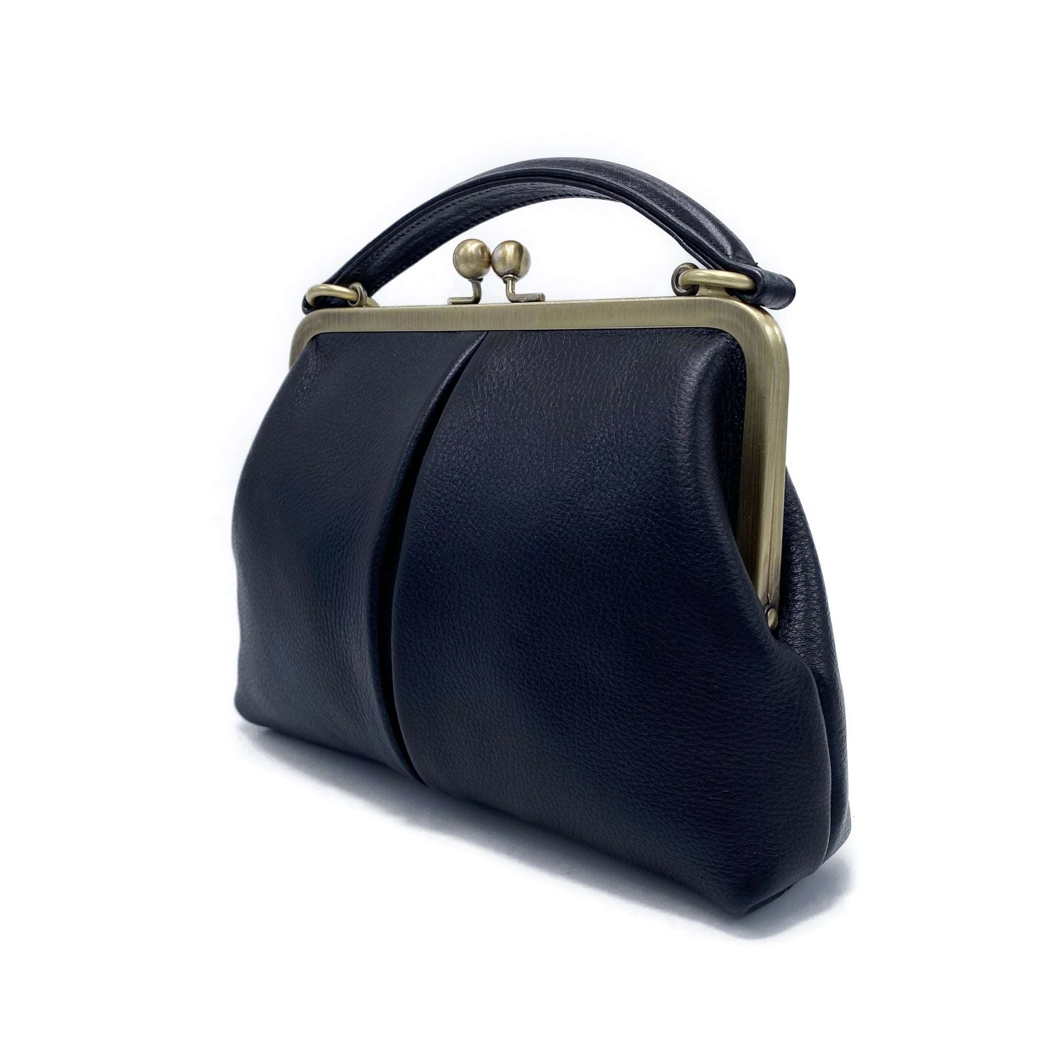 Kleine Olive Leder Handtasche Schwarz - Taschenkinder