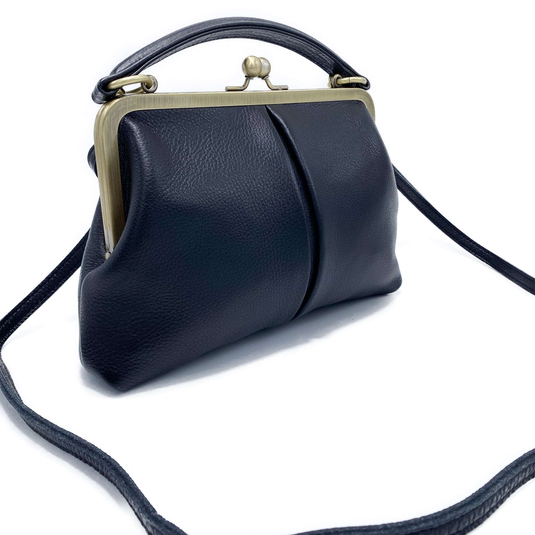 Kleine Olive Leder Handtasche Schwarz - Taschenkinder
