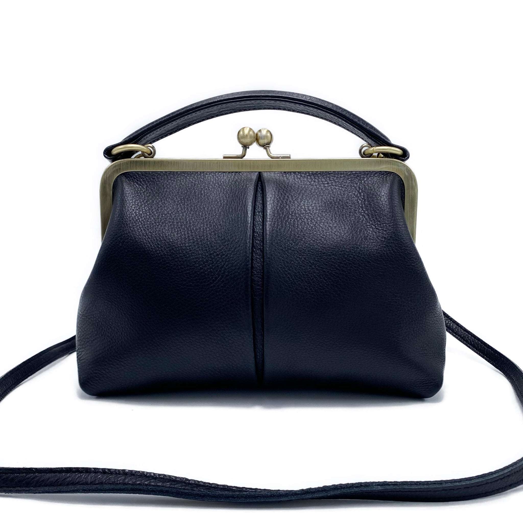 Kleine Olive Leder Handtasche Schwarz - Taschenkinder