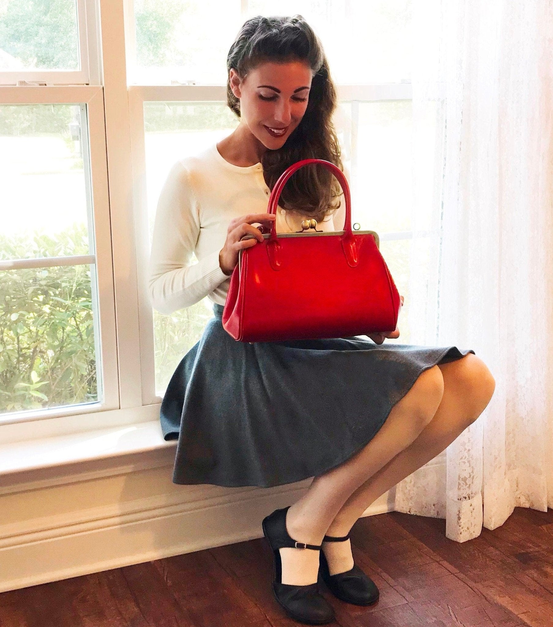 Leder Handtasche "Sophie" in Rot – Taschenkinder