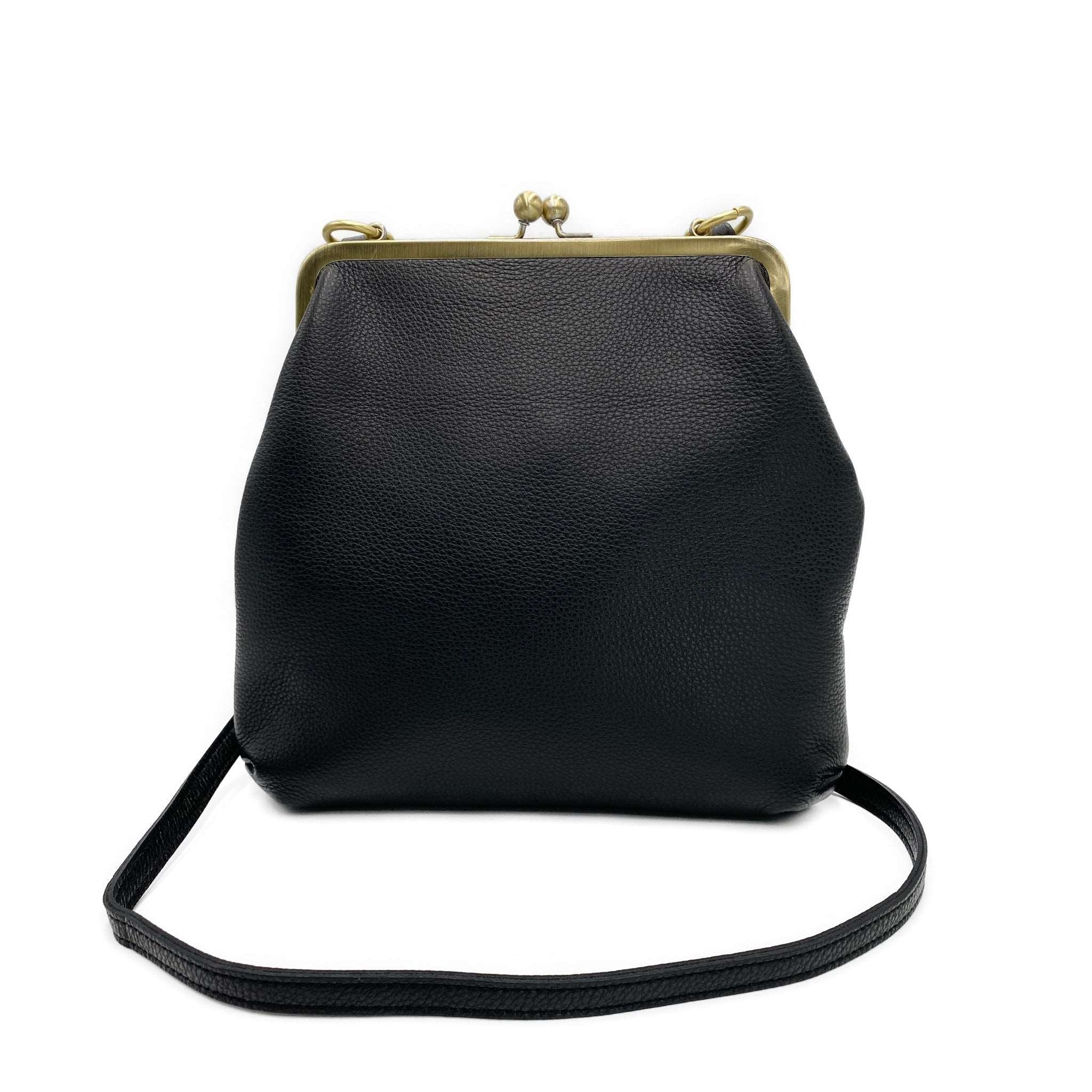 Schwarze Lederhandtasche Zoe - Damen Schultertasche - Taschenkinder