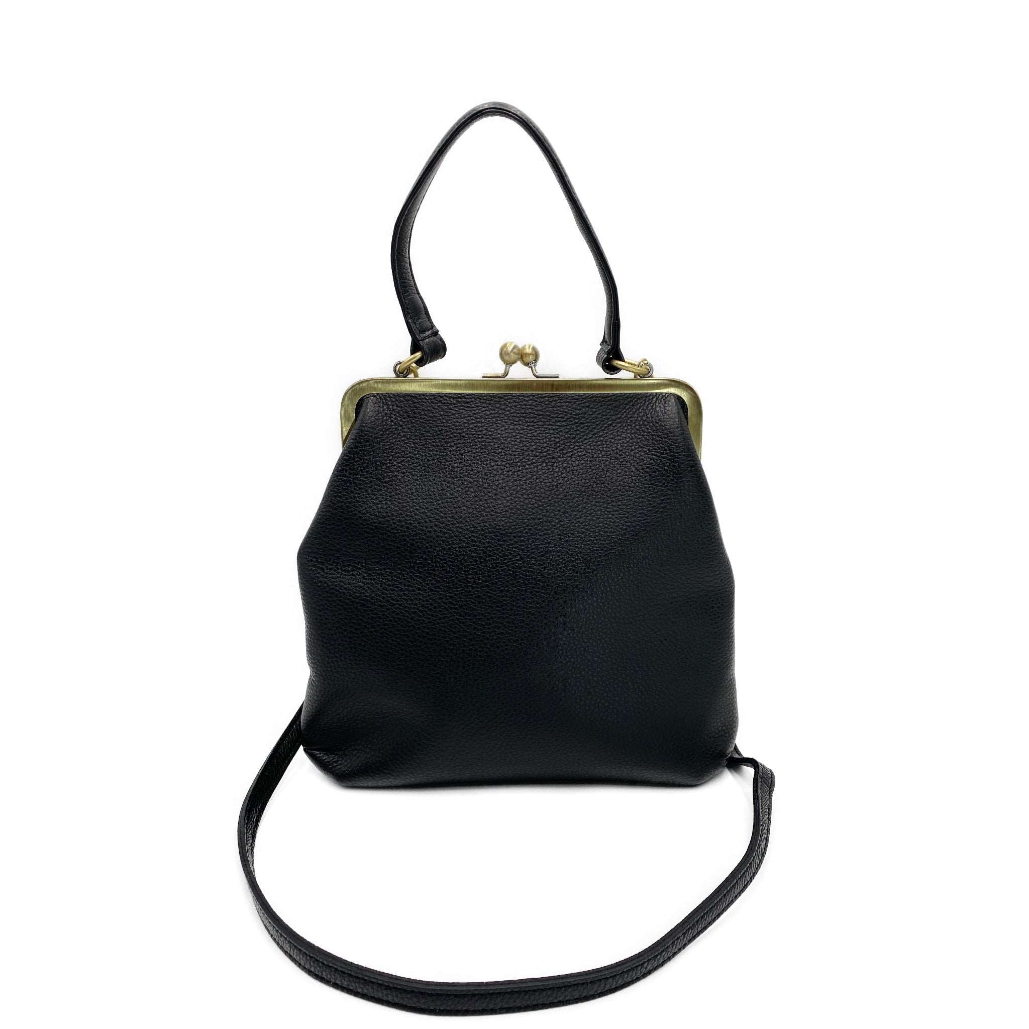 Schwarze Lederhandtasche Zoe - Damen Schultertasche - Taschenkinder