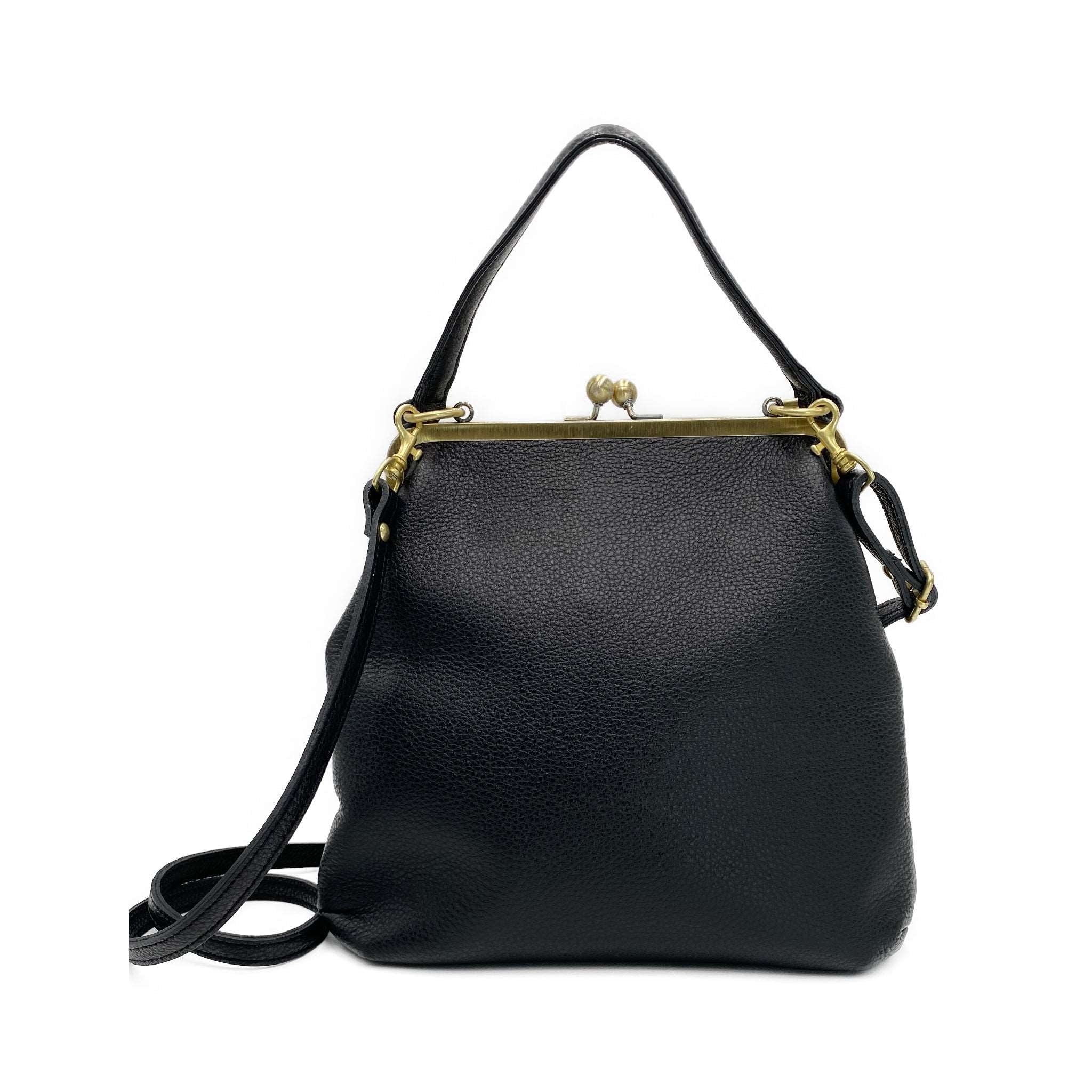 Schwarze Lederhandtasche Zoe - Damen Schultertasche - Taschenkinder