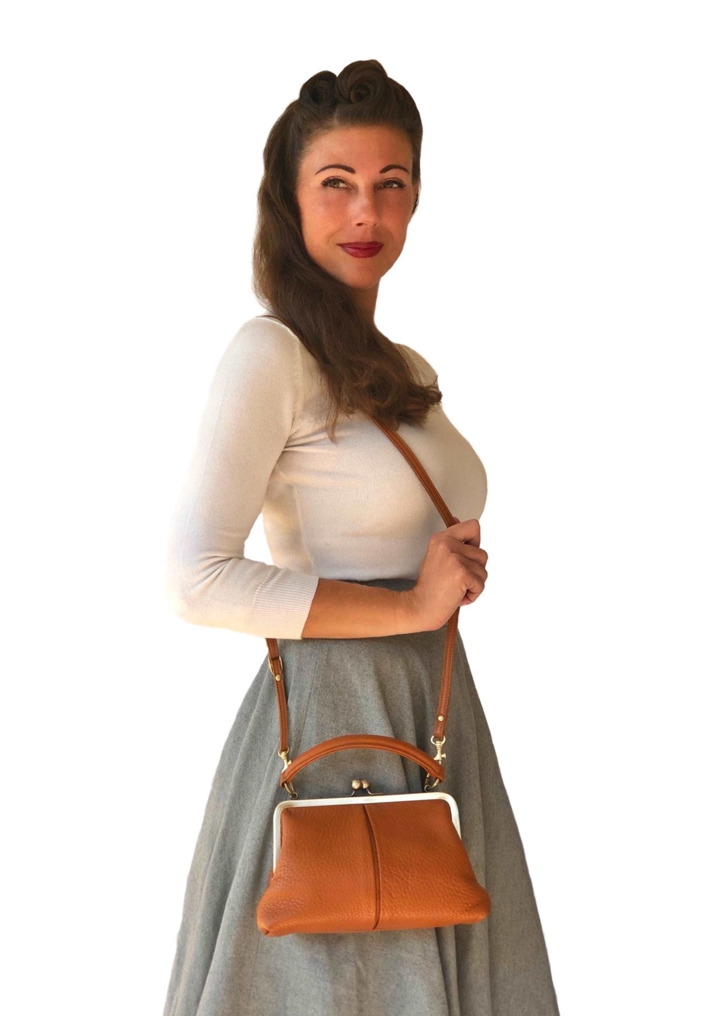 Kleine Olive - Vintage Leder Handtasche - Taschenkinder