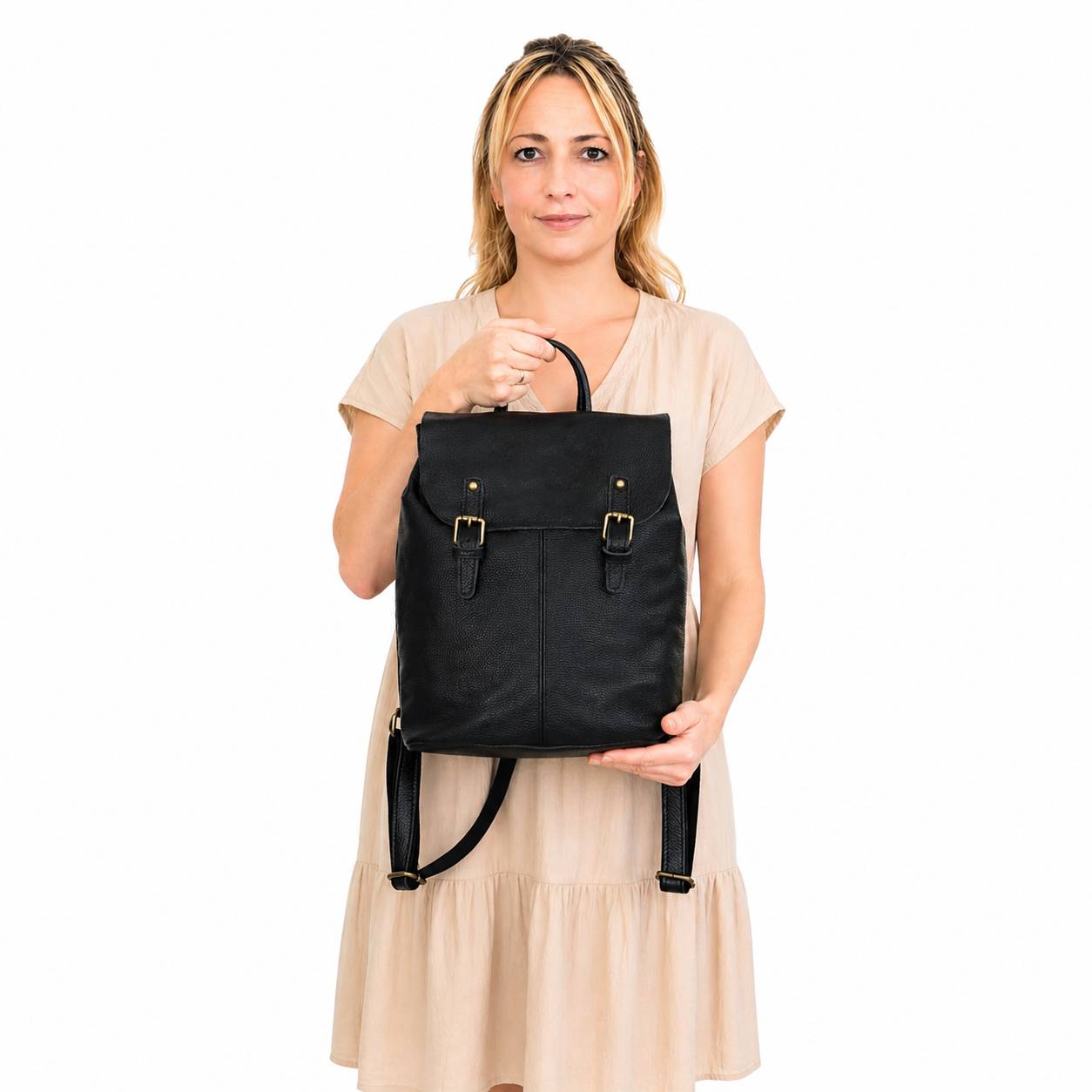Damen Lederrucksack "Billie" in braun, Vintage Rucksack - Tagesrucksack