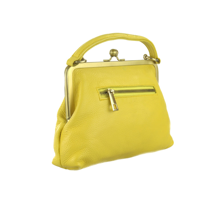 Damen Vintage Tasche - Kleine Olive in gelb - Umhängetasche, Bügeltasche - Vintage-Stil