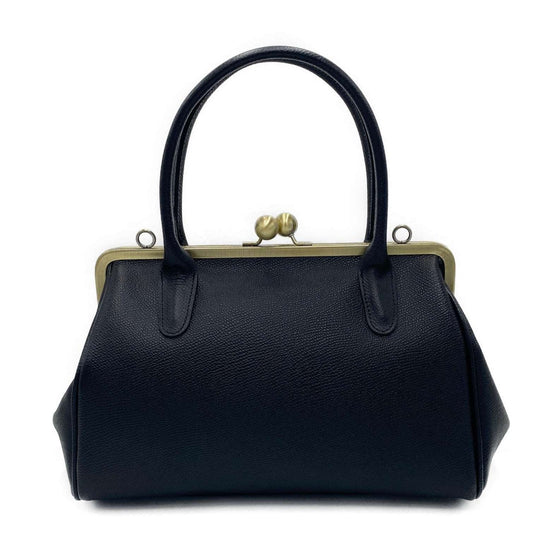 Retro Handtasche 'große Aurelie' - schwarzes Leder, Bügeltasche, Henkeltasche, Umhängetasche, im Vintage Stil