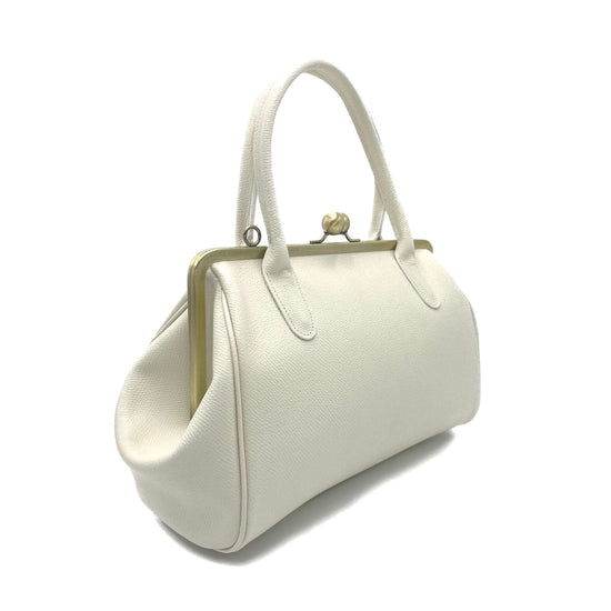Vintage Bügeltasche - Retro Handtasche 'große Aurelie' - elfenbein weißes Leder, Bügeltasche, Henkeltasche, Schultertasche