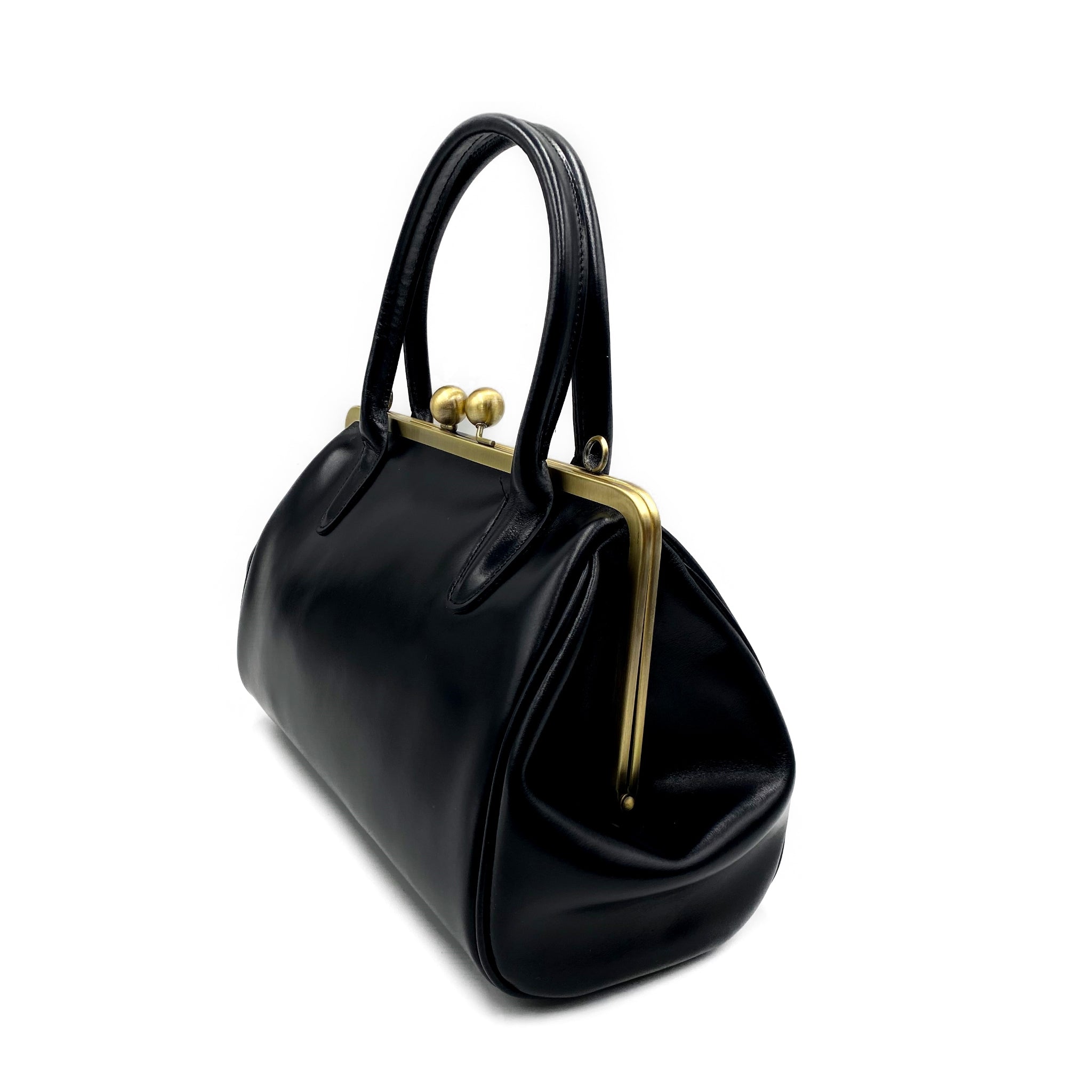 Retro Ledertasche Damen, Retro Bügeltasche "Sophie" in schwarz, Vintage Ledertasche, Henkeltasche, Schultertasche