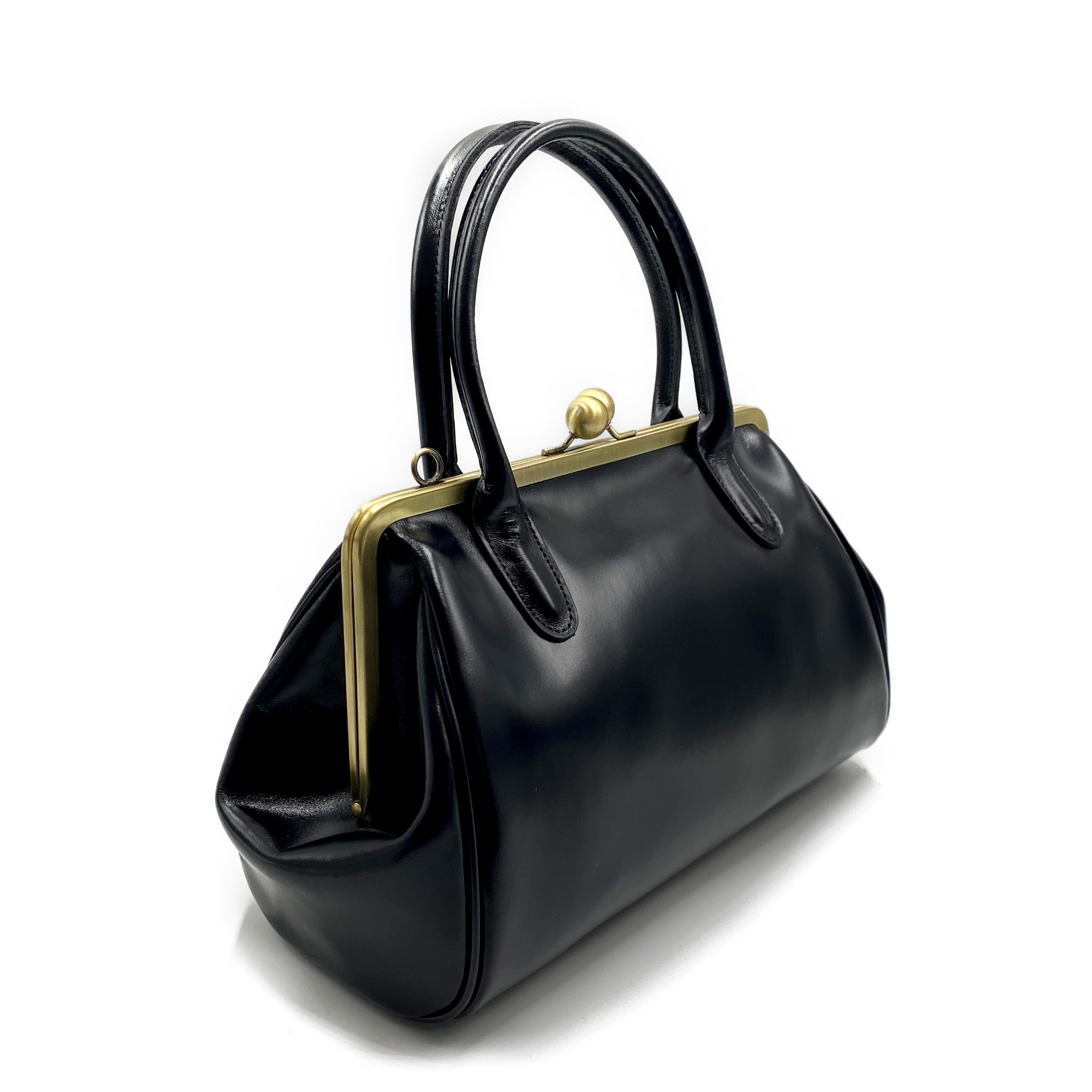 Retro Ledertasche Damen, Retro Bügeltasche "Sophie" in schwarz, Vintage Ledertasche, Henkeltasche, Schultertasche