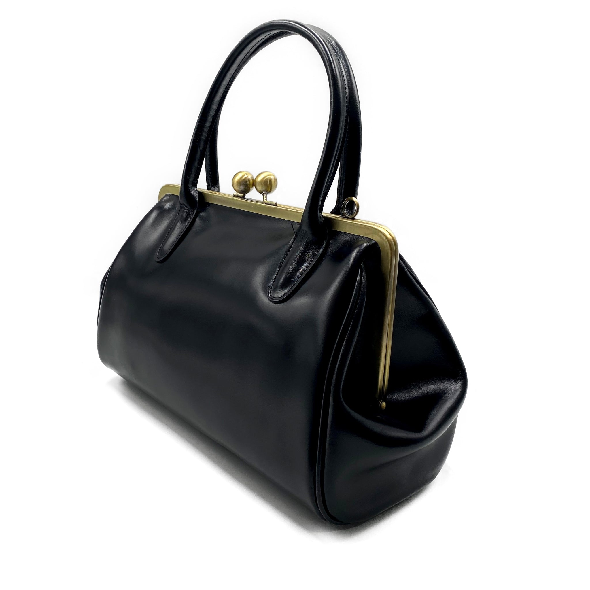 Retro Ledertasche Damen, Retro Bügeltasche "Sophie" in schwarz, Vintage Ledertasche, Henkeltasche, Schultertasche