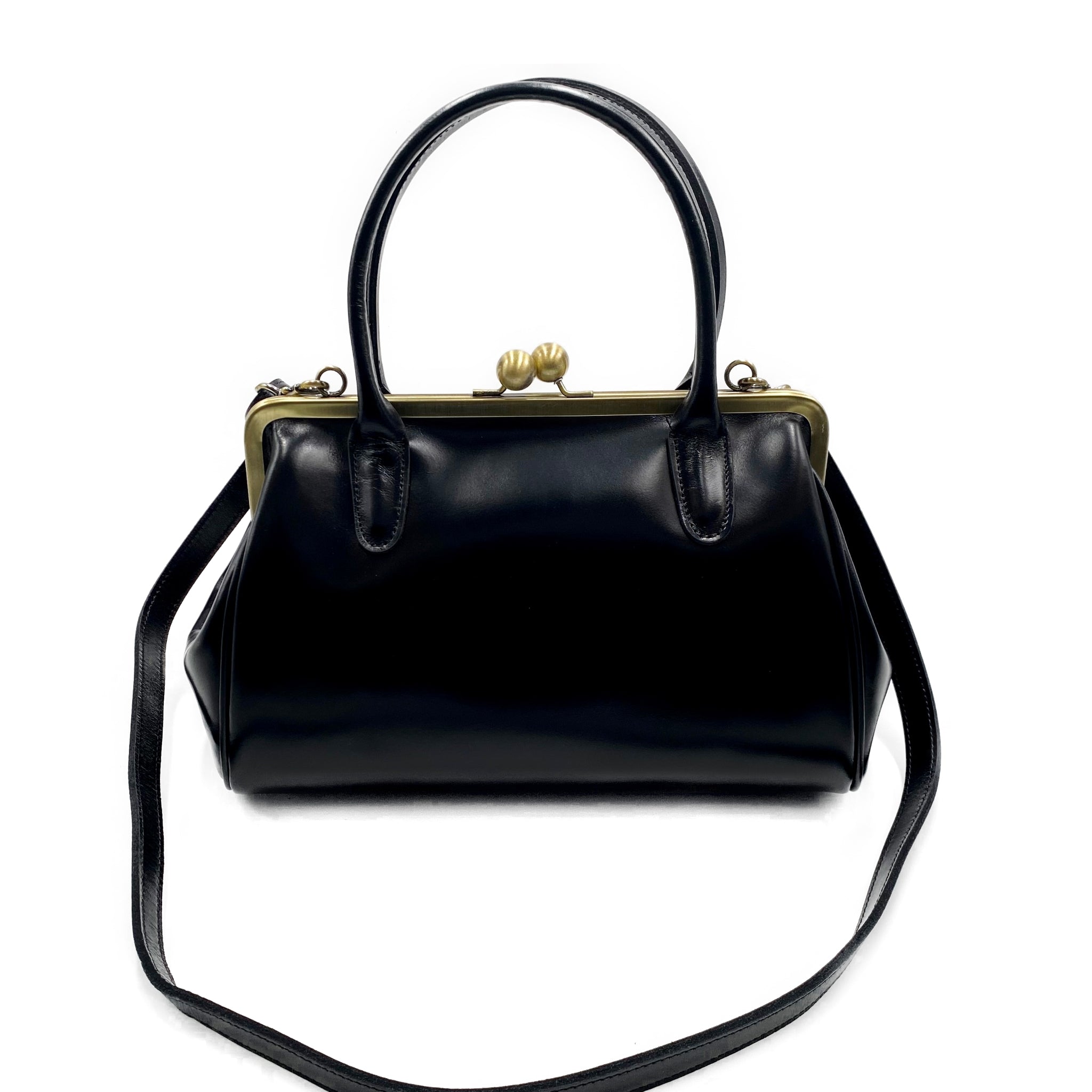 Retro Ledertasche Damen, Retro Bügeltasche "Sophie" in schwarz, Vintage Ledertasche, Henkeltasche, Schultertasche
