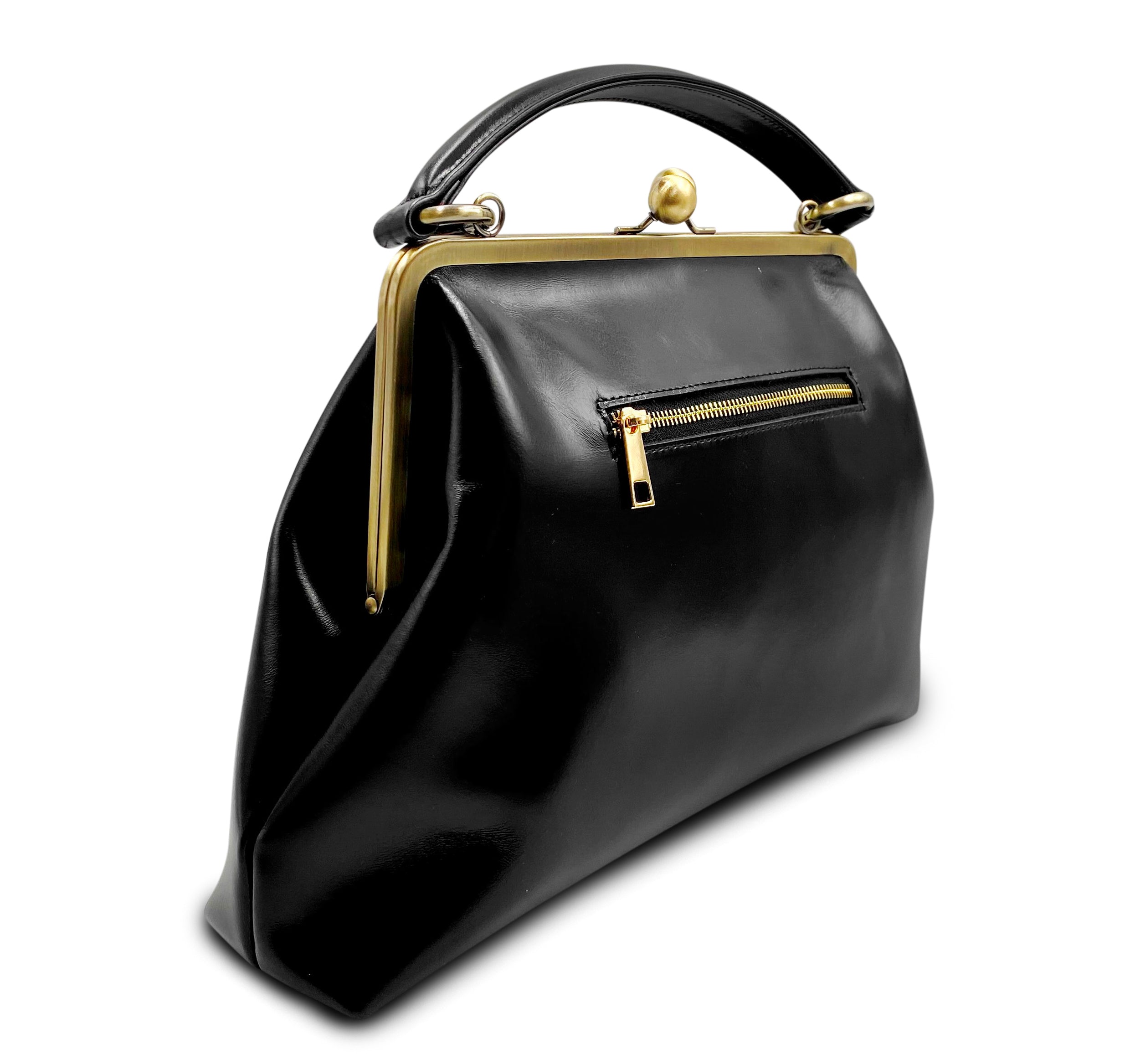 Retro handbag for women, leather bag "Olive" in black, handle bag, leather handle bag, leather shoulder bag, leather shoulder bag, vintage style
