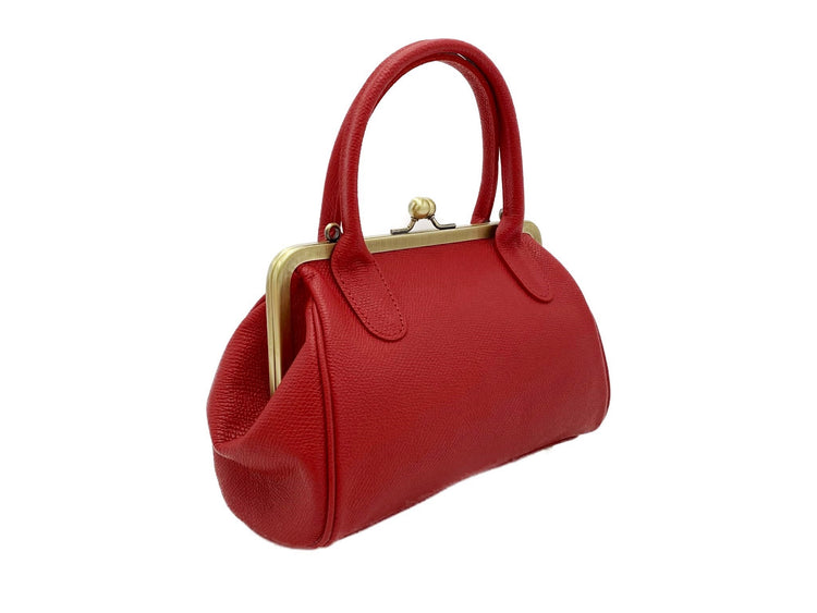 Lederhandtasche im Vintage Stil "Kleine Aurelie"- rotes Leder, Henkeltasche, Umhängetasche