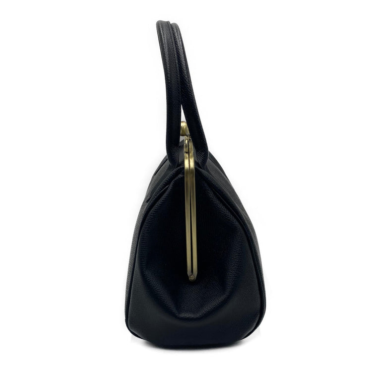 Retro Handtasche 'große Aurelie' - schwarzes Leder, Bügeltasche, Henkeltasche, Umhängetasche, im Vintage Stil
