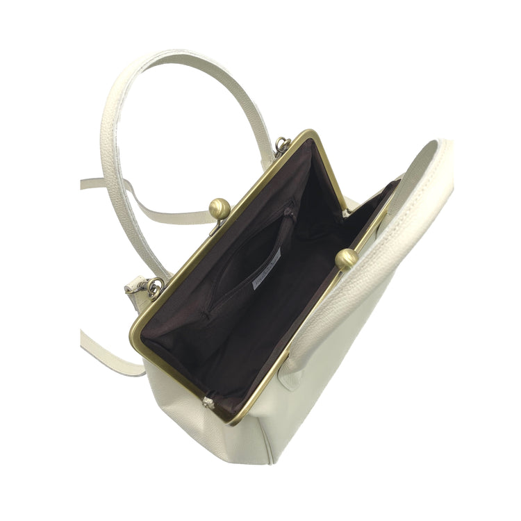 Vintage Bügeltasche - Retro Handtasche 'große Aurelie' - elfenbein weißes Leder, Bügeltasche, Henkeltasche, Schultertasche