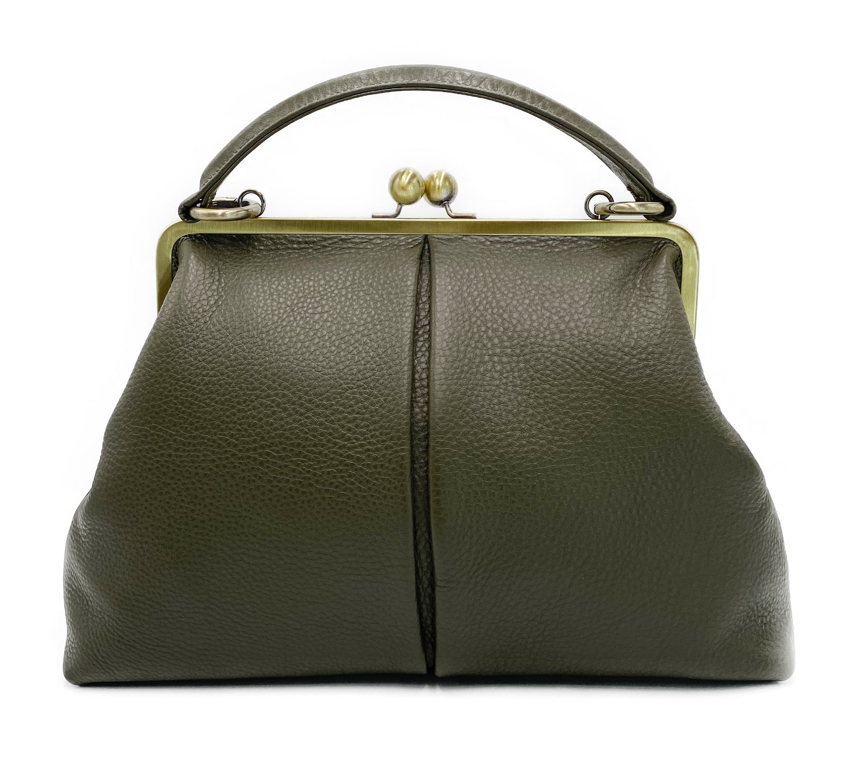 Retro Leder Handtasche "Große Olive" in schwarz - Henkeltasche & Schultertasche