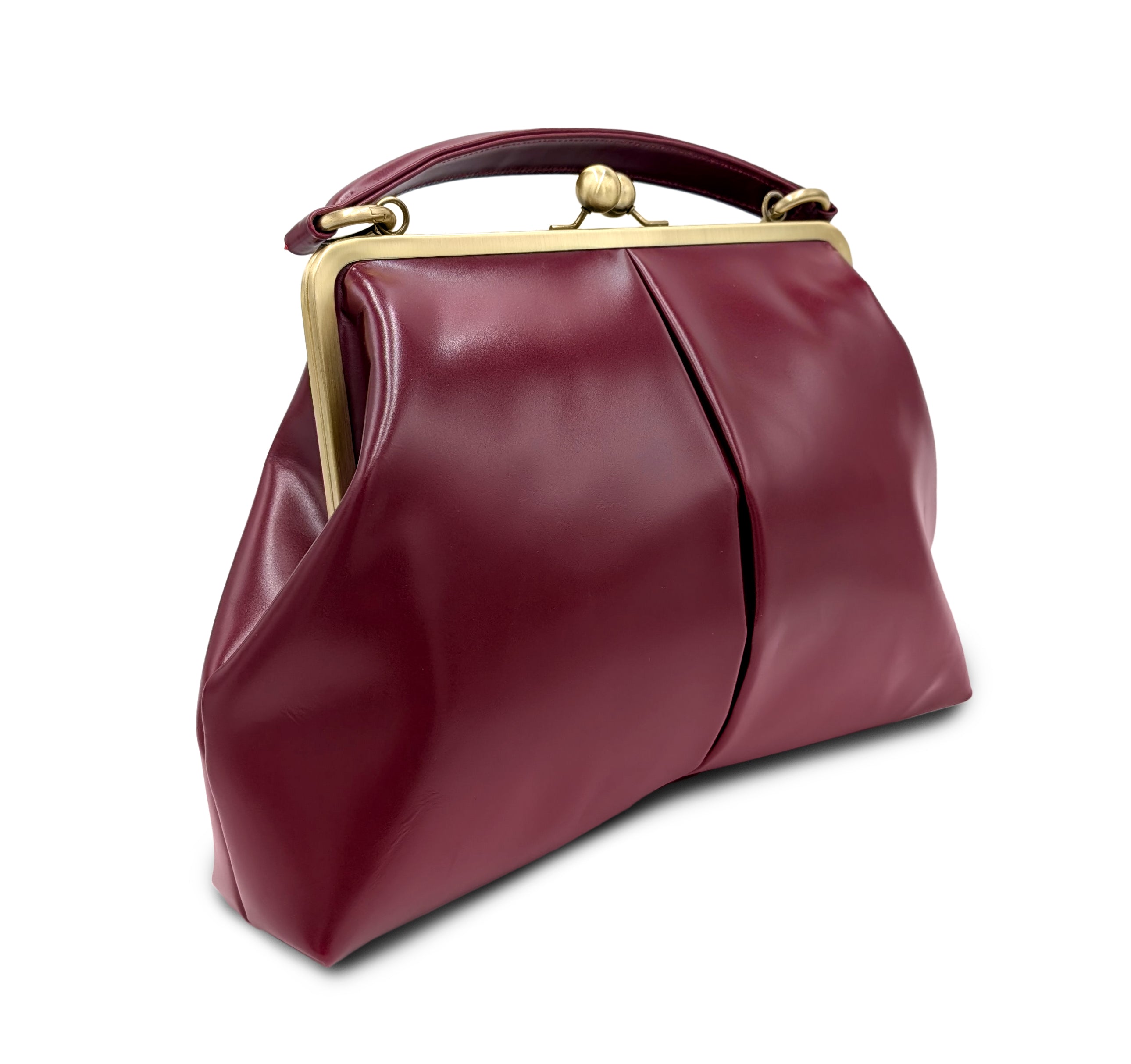 Retro handbag for women, ironing bag "Olive" in dark red, leather bag, leather handle bag, leather shoulder bag, leather shoulder bag, vintage style