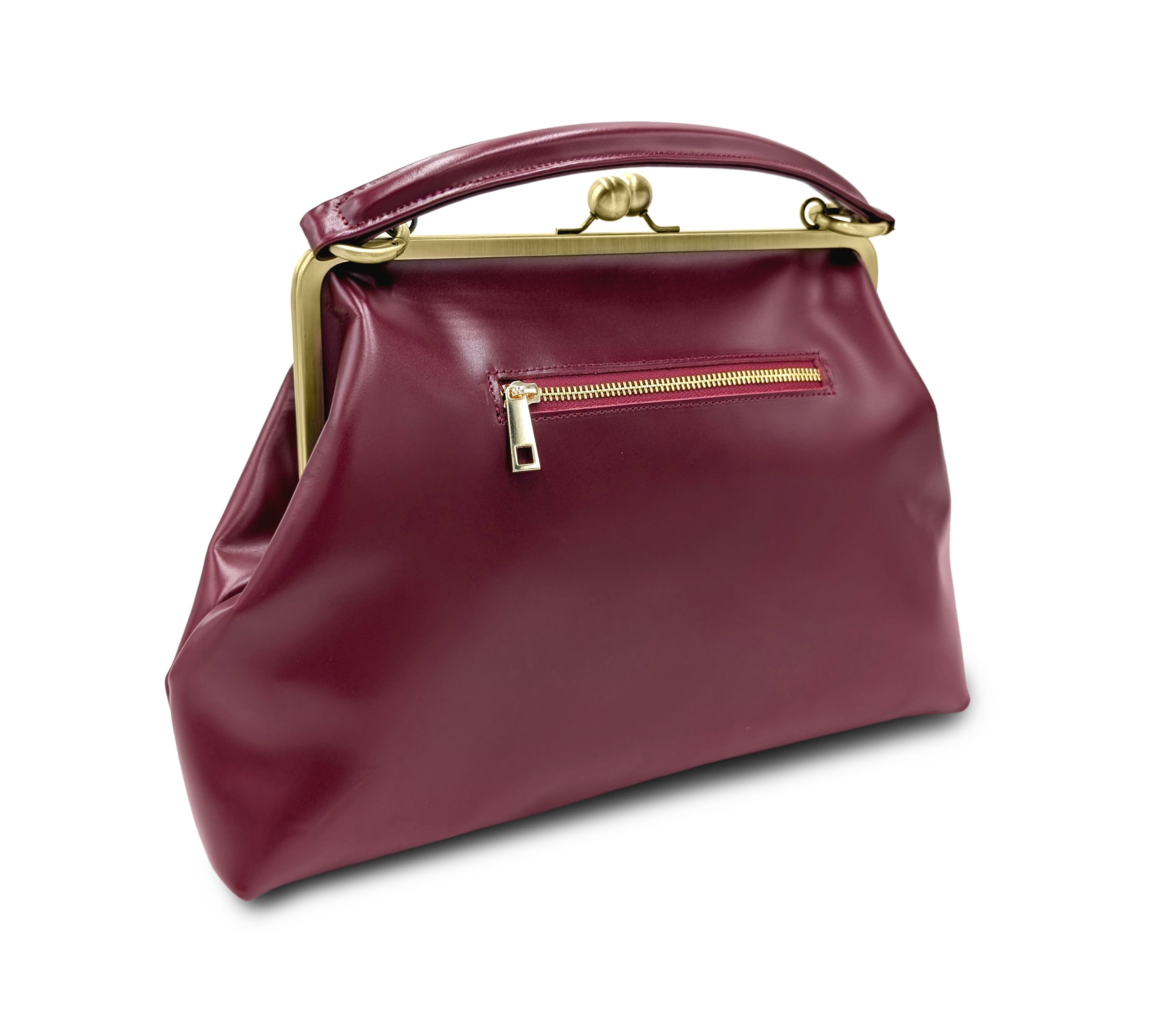 Retro handbag for women, ironing bag "Olive" in dark red, leather bag, leather handle bag, leather shoulder bag, leather shoulder bag, vintage style