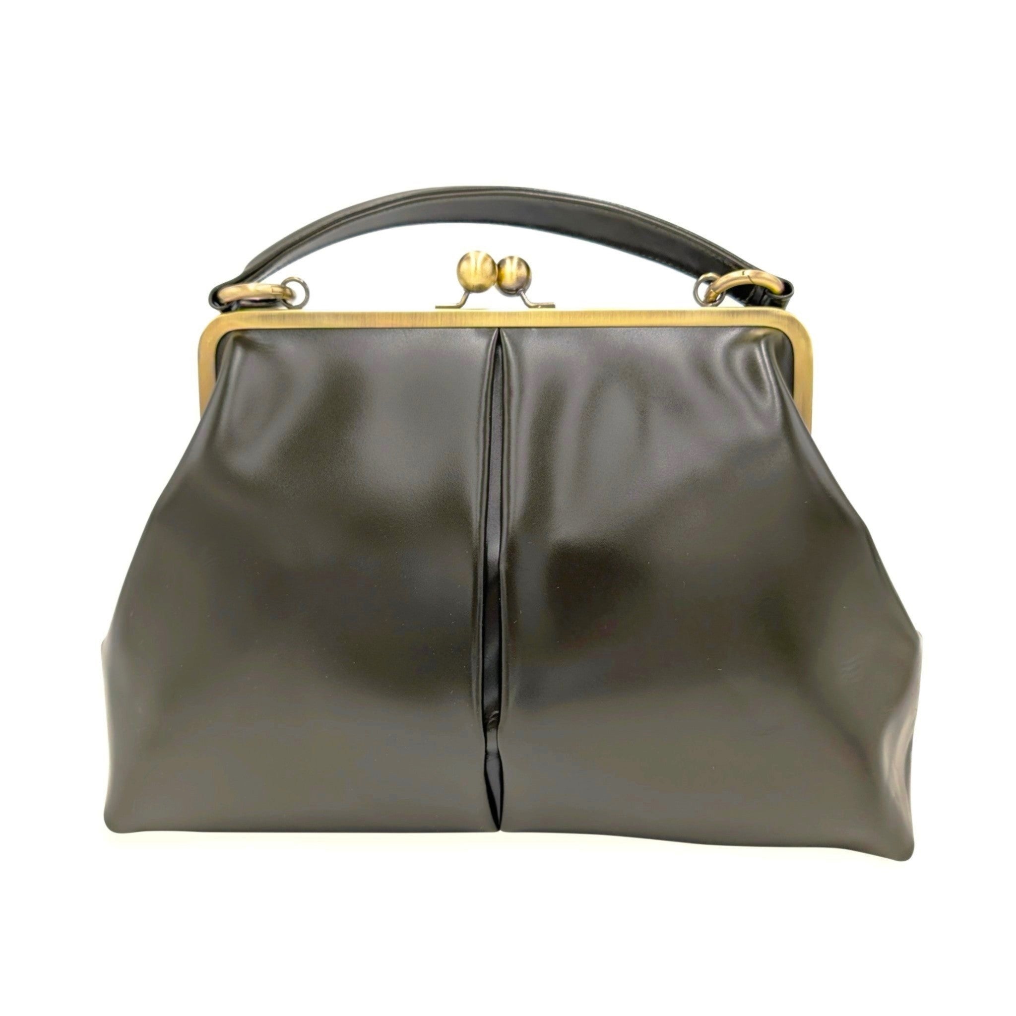Retro Handtasche „Vintage Olive“ in Dunkelgrün – Leder Bügeltasche & Umhängetasche