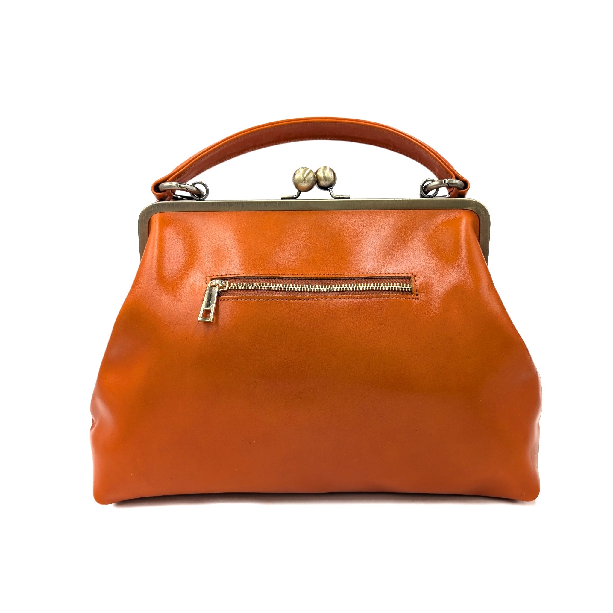 Retro handbag for women, ironing bag "Olive" in orange-brown, leather bag, leather handle bag, leather shoulder bag, leather shoulder bag, vintage style