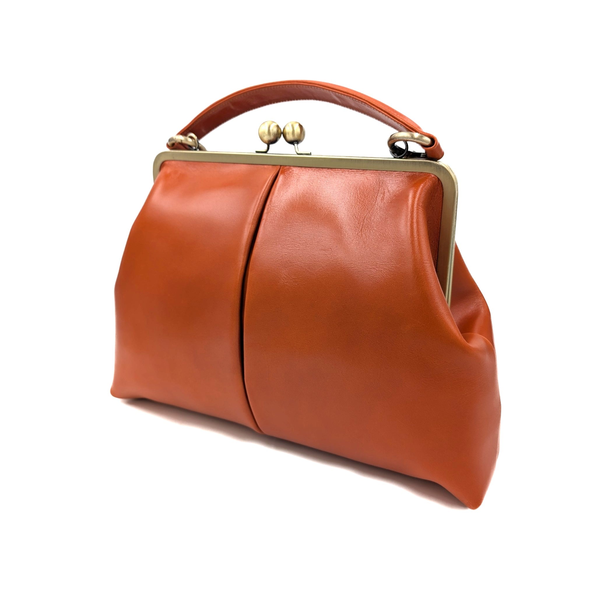 Retro Handtasche „Vintage Olive“ in Dunkelgrün – Leder Bügeltasche & Umhängetasche