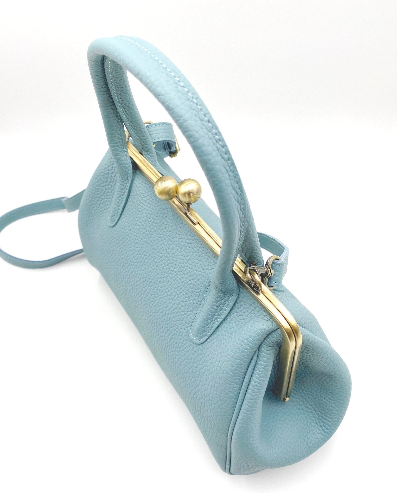 Damen Handtasche, Leder Handtasche "Marie" in hellblau, Bügeltasche, Leder Henkeltasche, Leder Schultertasche, Vintage Stil - Taschenkinder.de