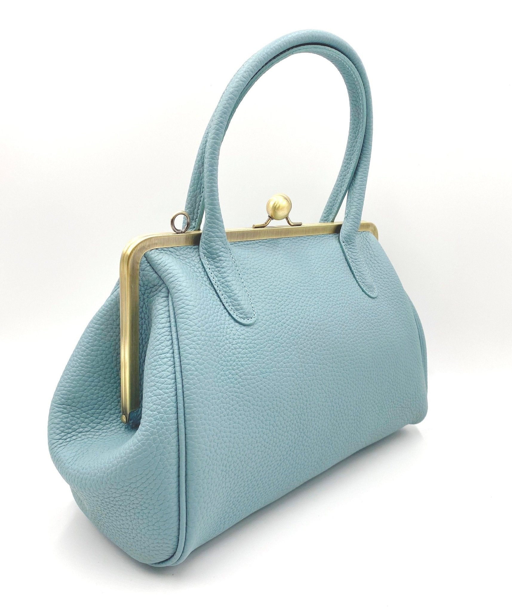 Damen Handtasche, Leder Handtasche "Marie" in hellblau, Bügeltasche, Leder Henkeltasche, Leder Schultertasche, Vintage Stil - Taschenkinder.de