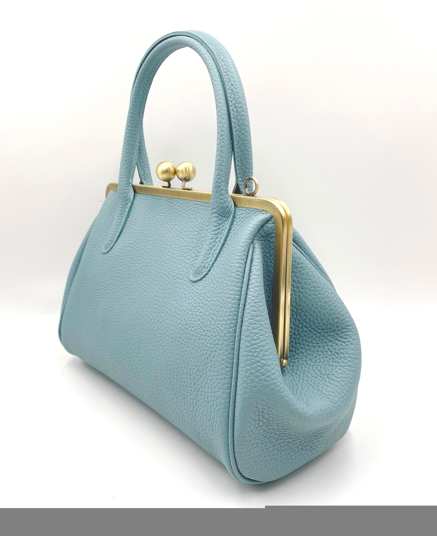 Damen Handtasche, Leder Handtasche "Marie" in hellblau, Bügeltasche, Leder Henkeltasche, Leder Schultertasche, Vintage Stil - Taschenkinder.de