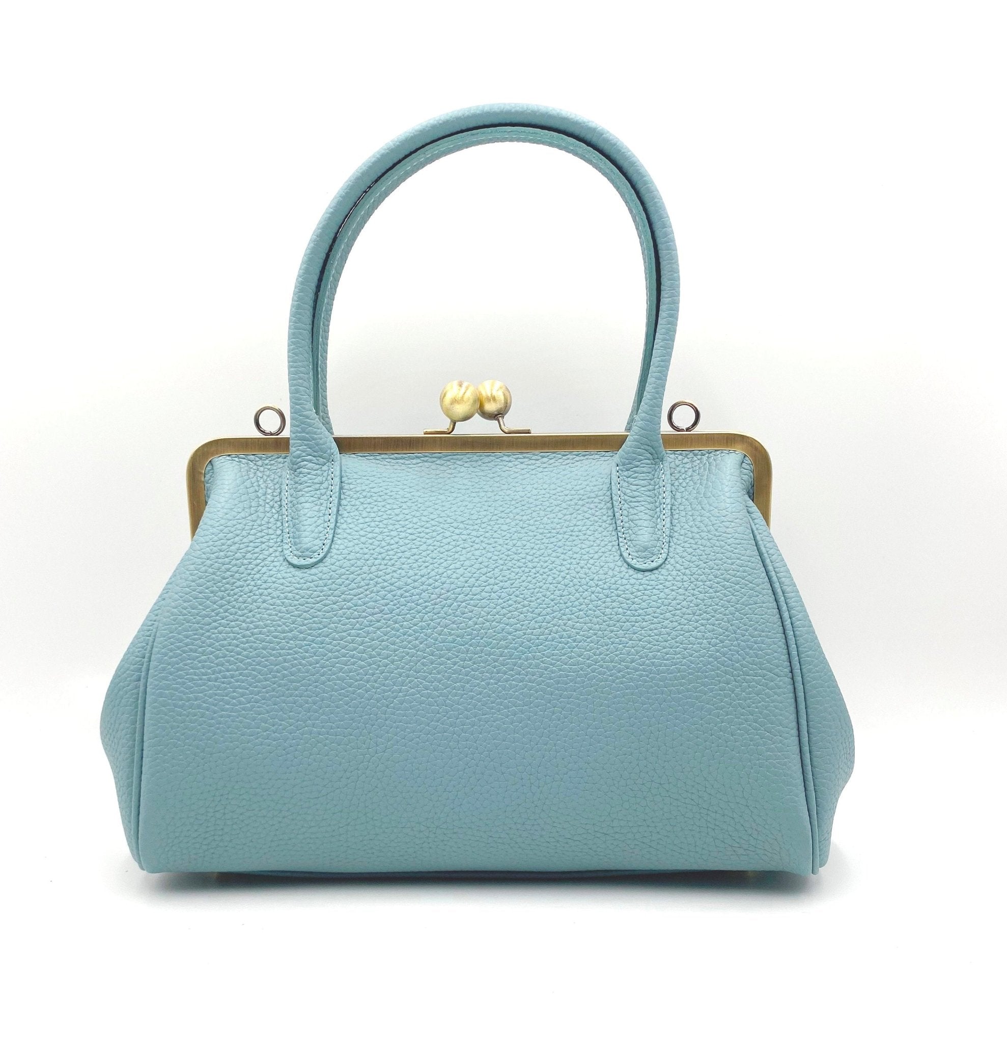 Damen Handtasche, Leder Handtasche "Marie" in hellblau, Bügeltasche, Leder Henkeltasche, Leder Schultertasche, Vintage Stil - Taschenkinder.de