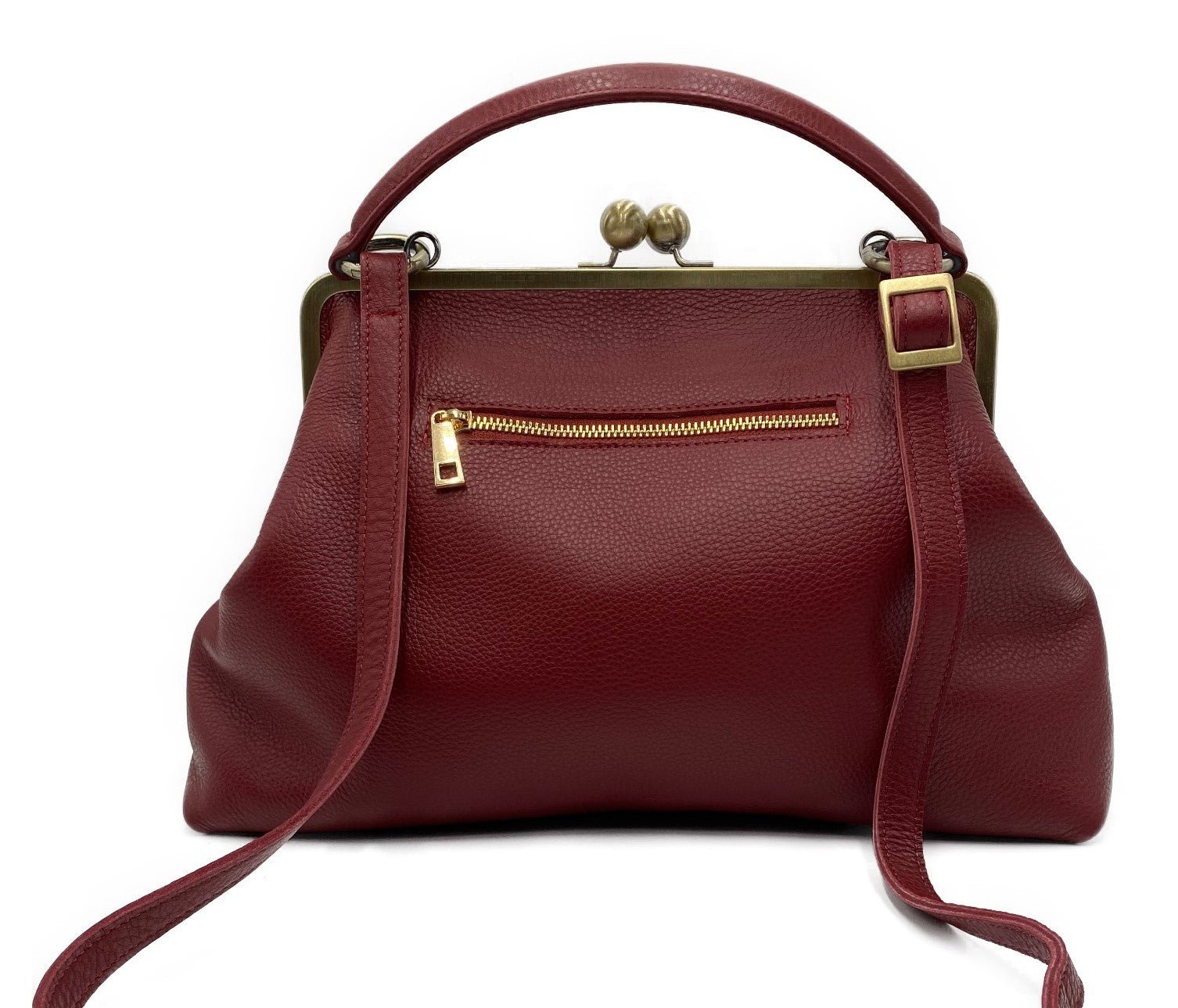 Damenhandtasche Leder " große Olive" in bordeaux rot, Schultertasche und Henkeltasche im Vintage Stil - Taschenkinder.de