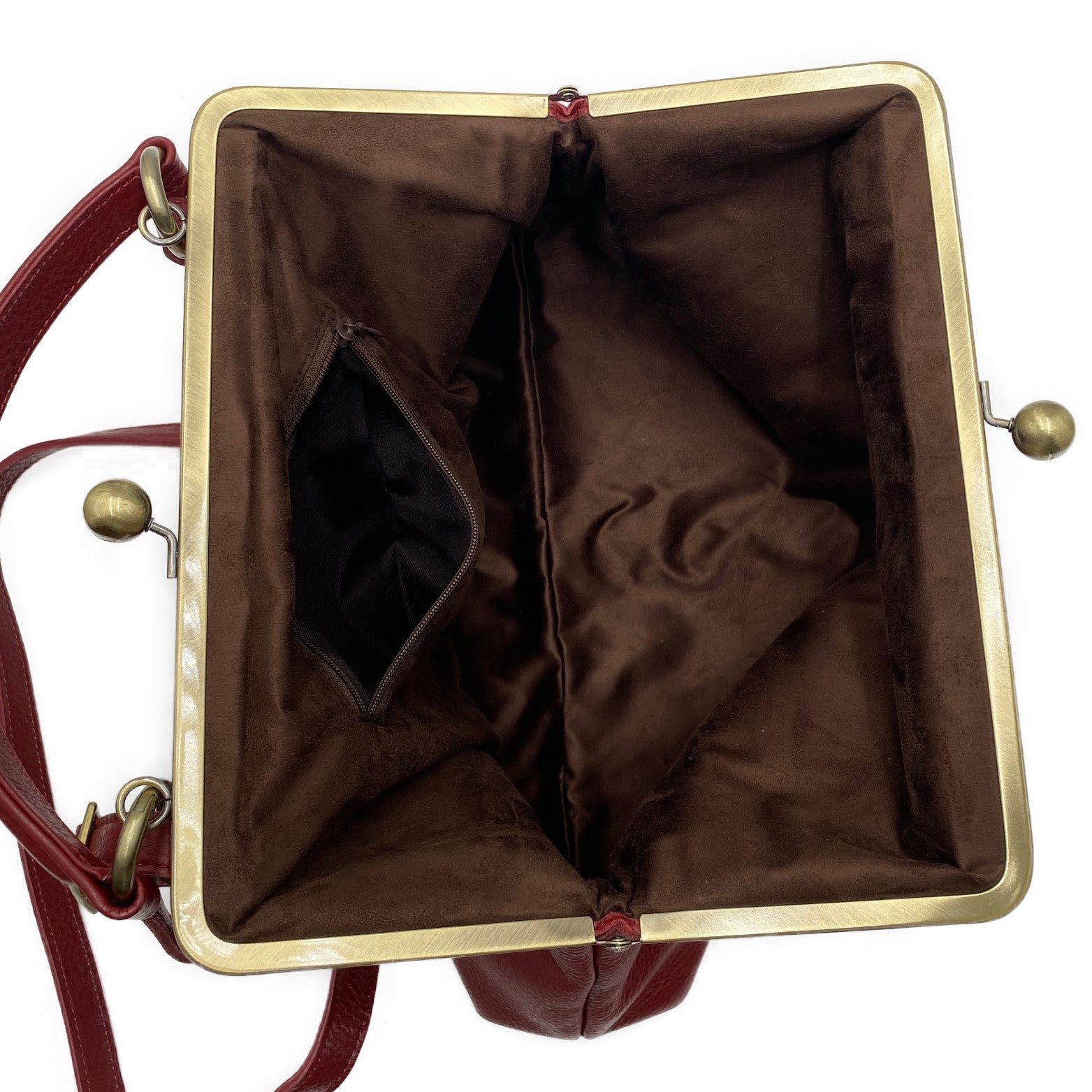 Damenhandtasche Leder " große Olive" in bordeaux rot, Schultertasche und Henkeltasche im Vintage Stil - Taschenkinder.de