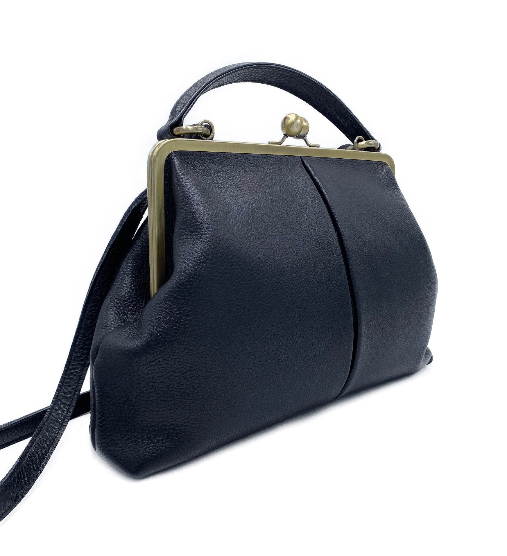Large Handbag Black- Top Handle & Shoulder Bag - Versatile Leather Purse