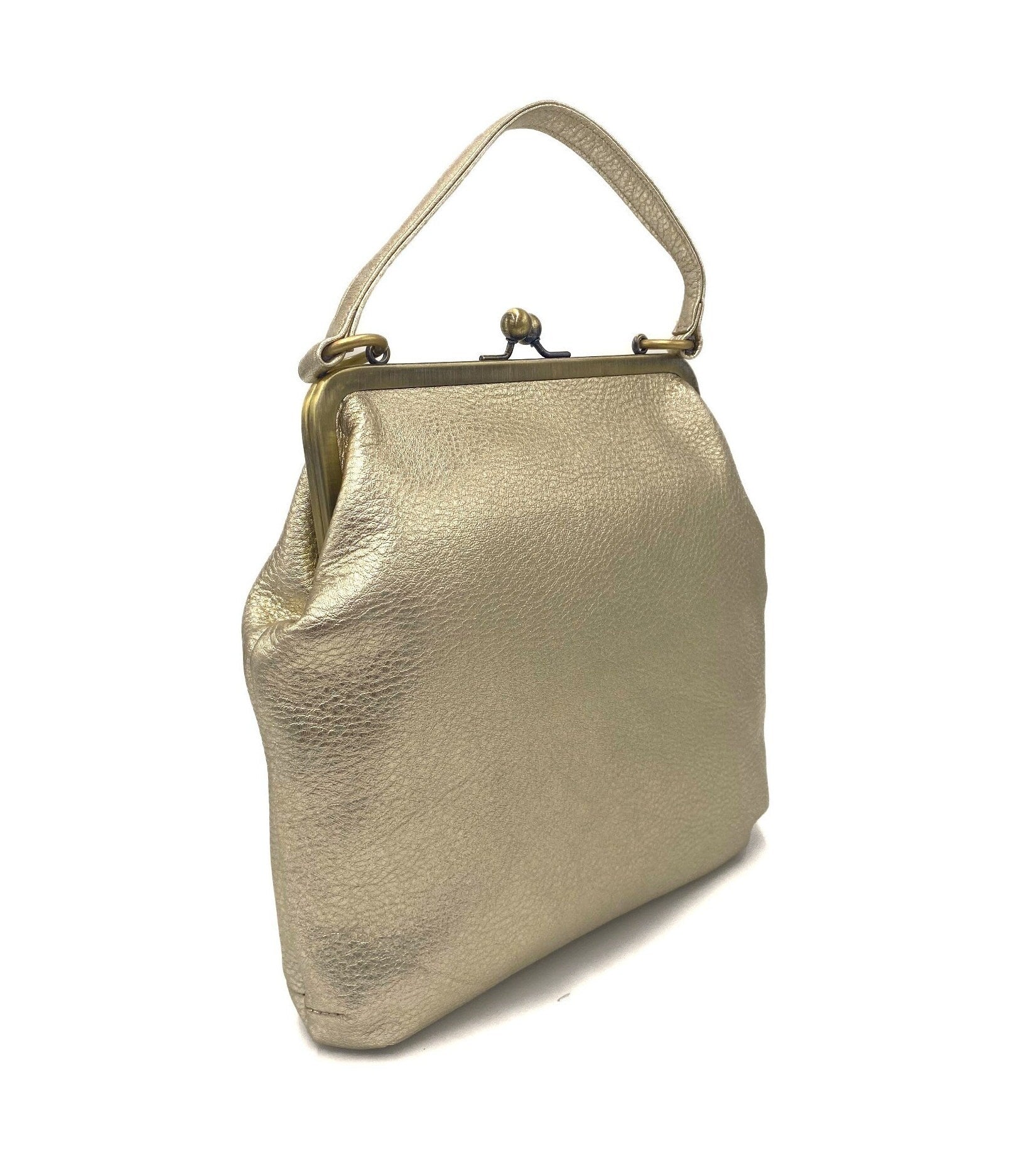 Ladies Leather Purse "Zoe" - Vintage Crossbody and Handle Bag in Gold