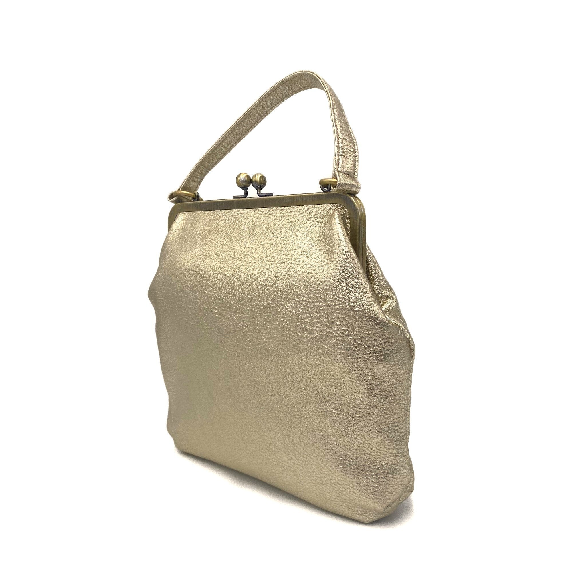 Ladies Leather Purse "Zoe" - Vintage Crossbody and Handle Bag in Gold