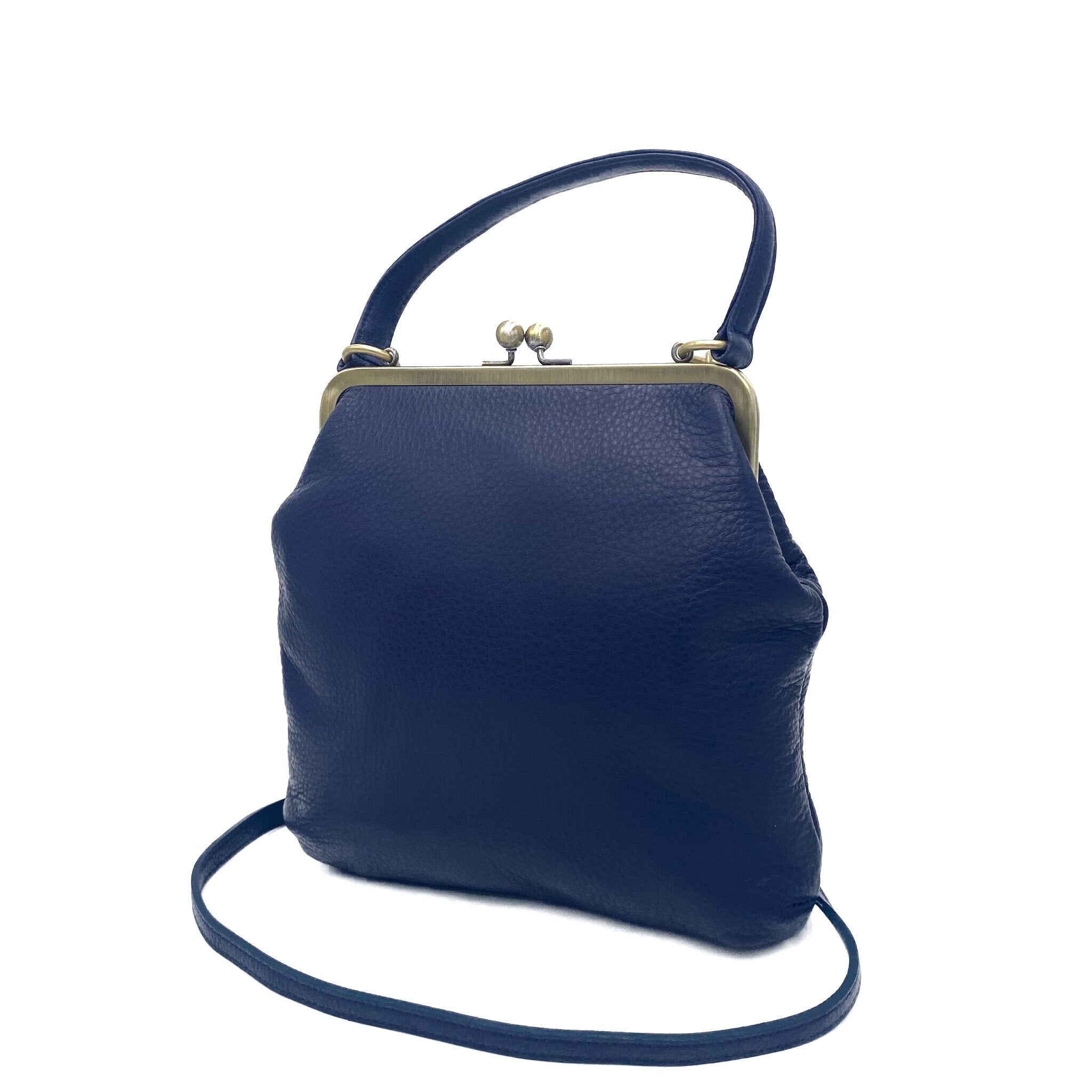 Women's Crossbody Bag 'Zoe' in navy - Bucket Bag Leather
