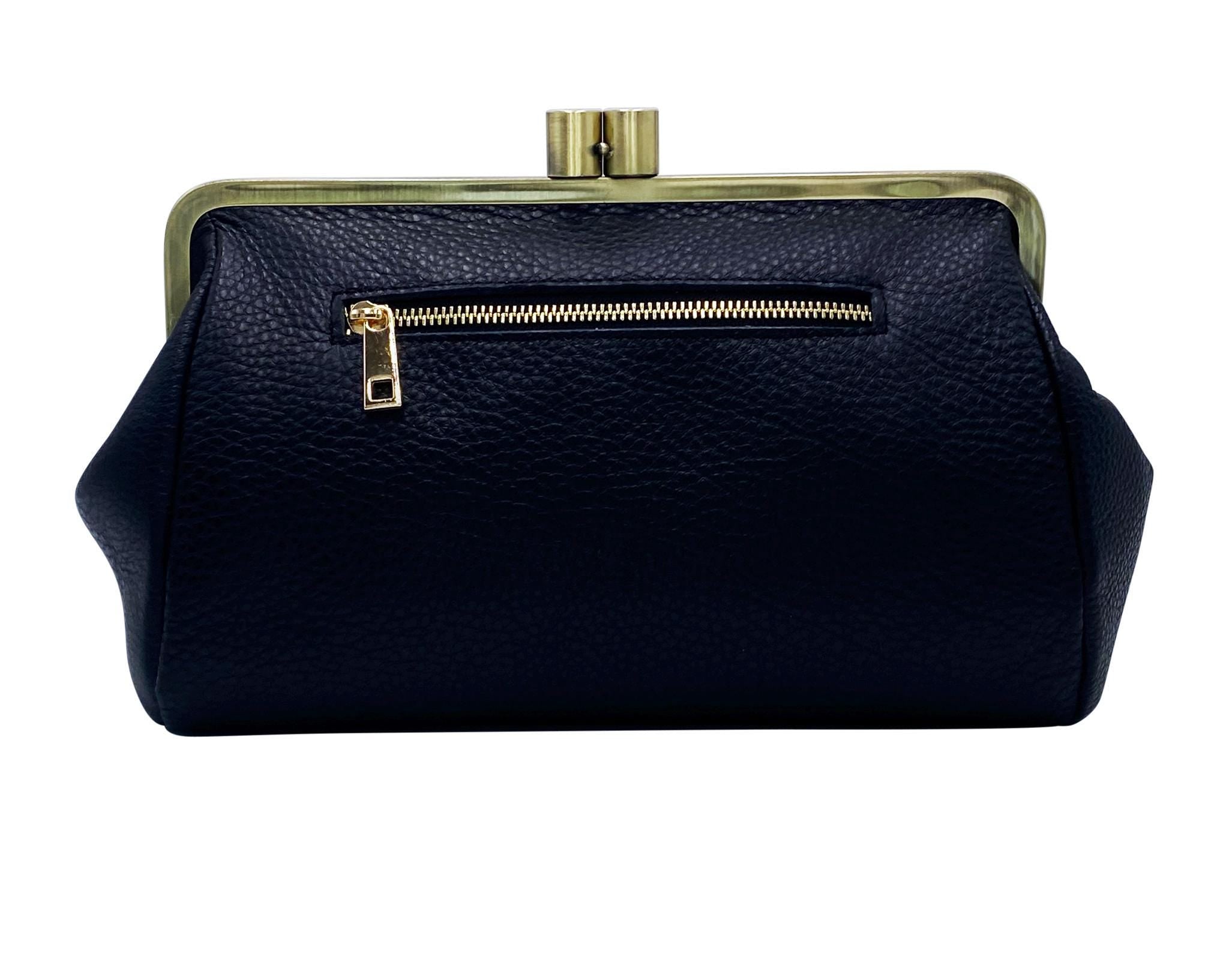 Customizable Shoulder Clutch Bag With Kiss Lock – Leather Dakota Cowhide Bag Perfect For Ladies Gift