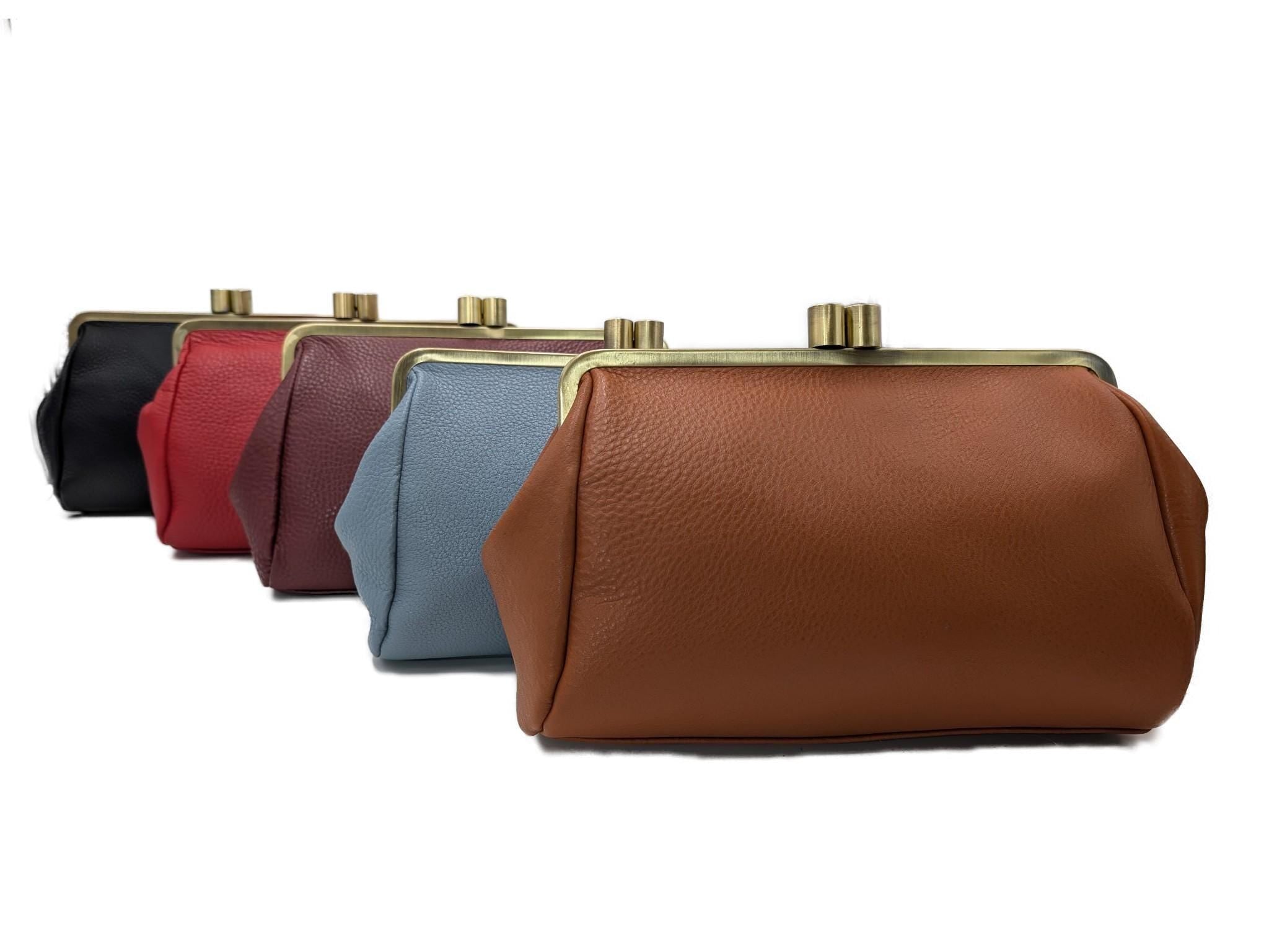 Customizable Shoulder Clutch Bag With Kiss Lock – Leather Dakota Cowhide Bag Perfect For Ladies Gift