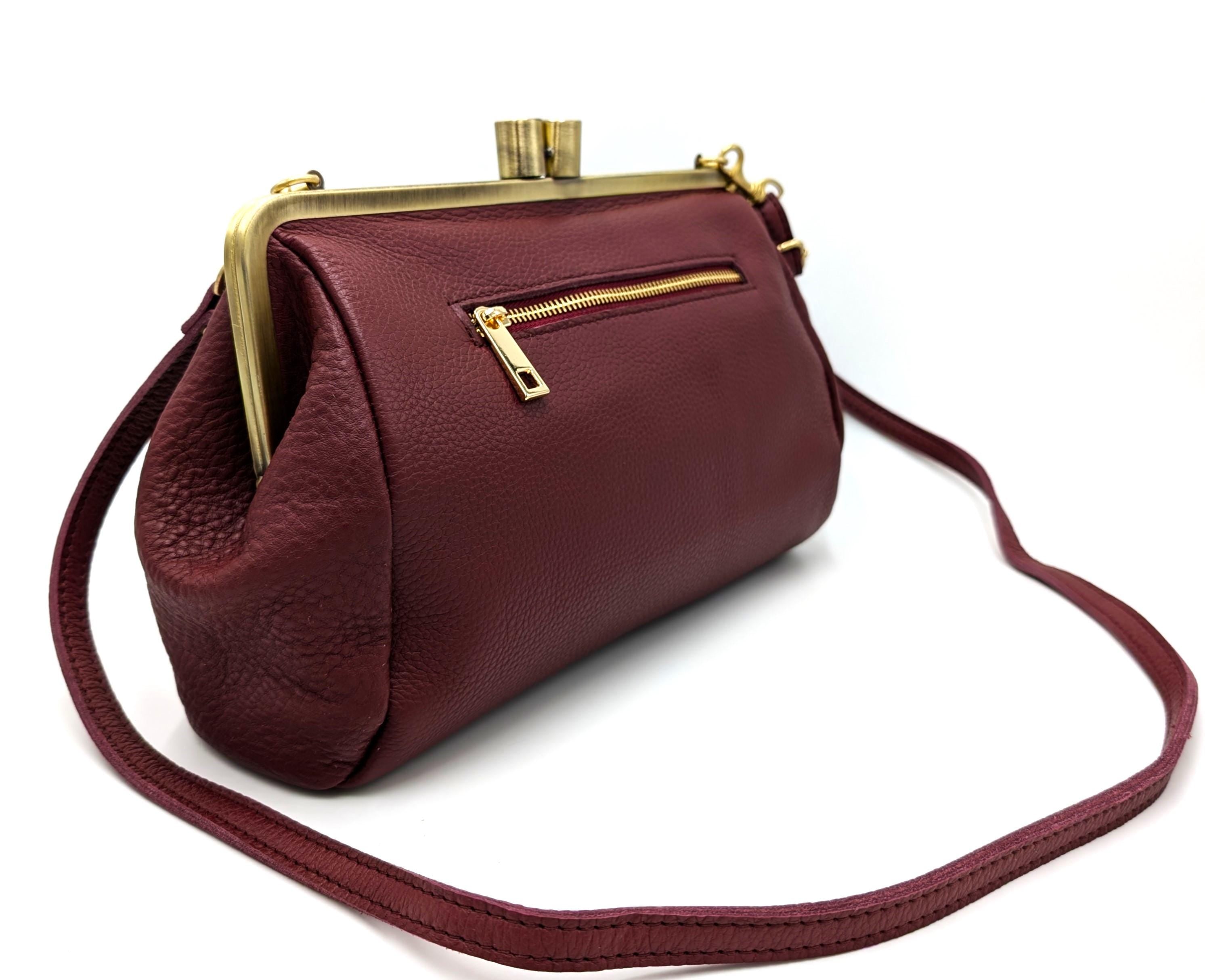 Custom Shoulder Clutch Bag With Kiss Lock – Leather Dakota Cowhide Bag Perfect For Ladies Gift