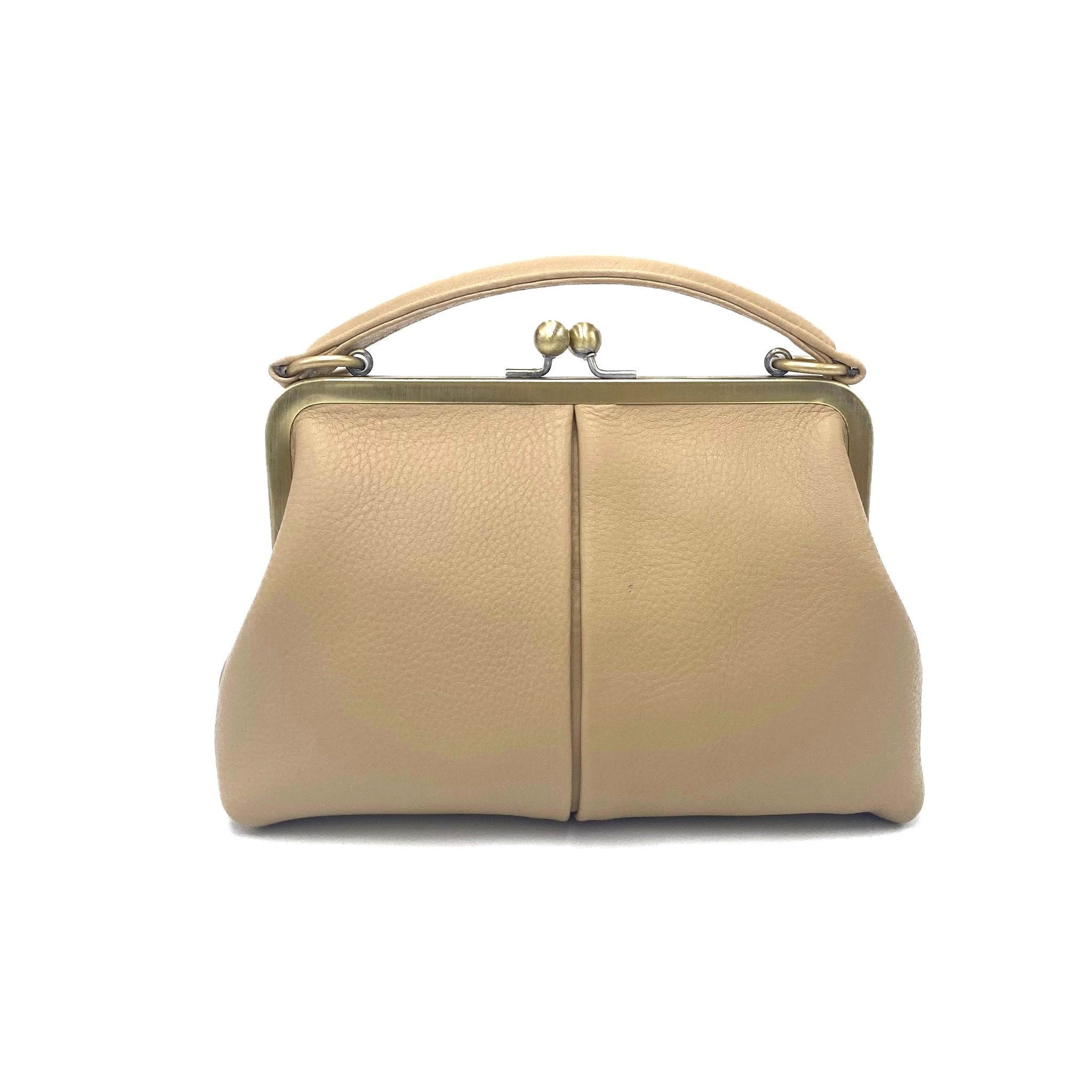 Small beige ladies bag - shoulder bag & top handle bag