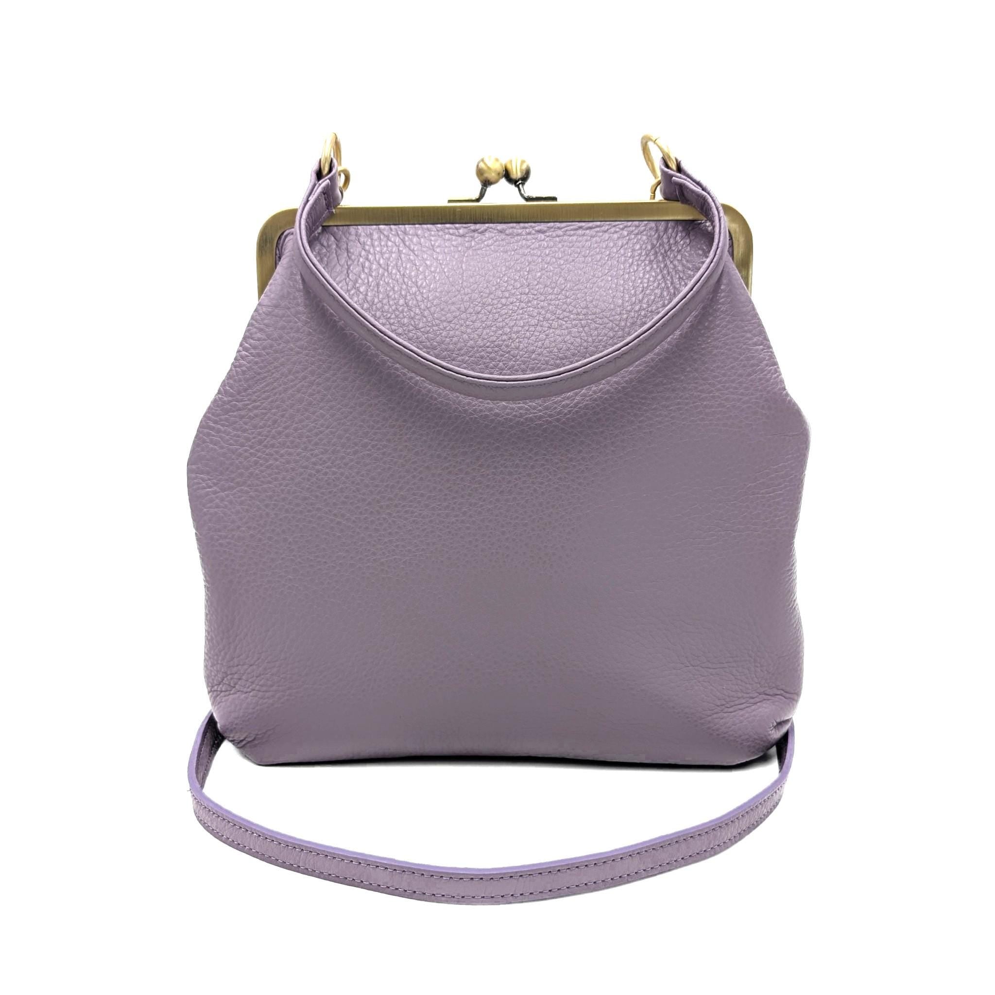 Leather Shoulder Bag and Top Handle Purse – “Zoe” Handbag in Purple, Personalized