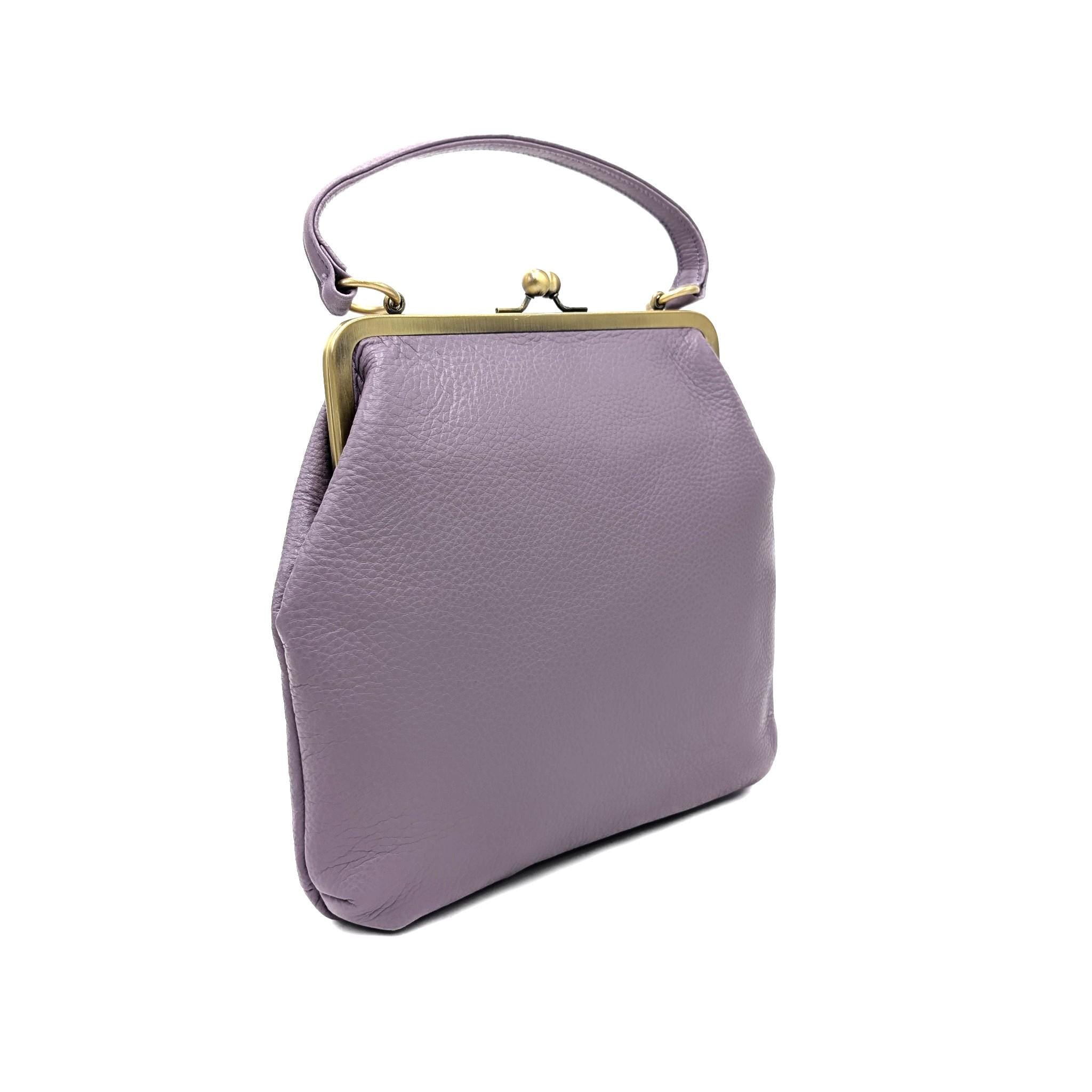 Leather Shoulder Bag and Top Handle Purse – “Zoe” Handbag in Purple, Personalized