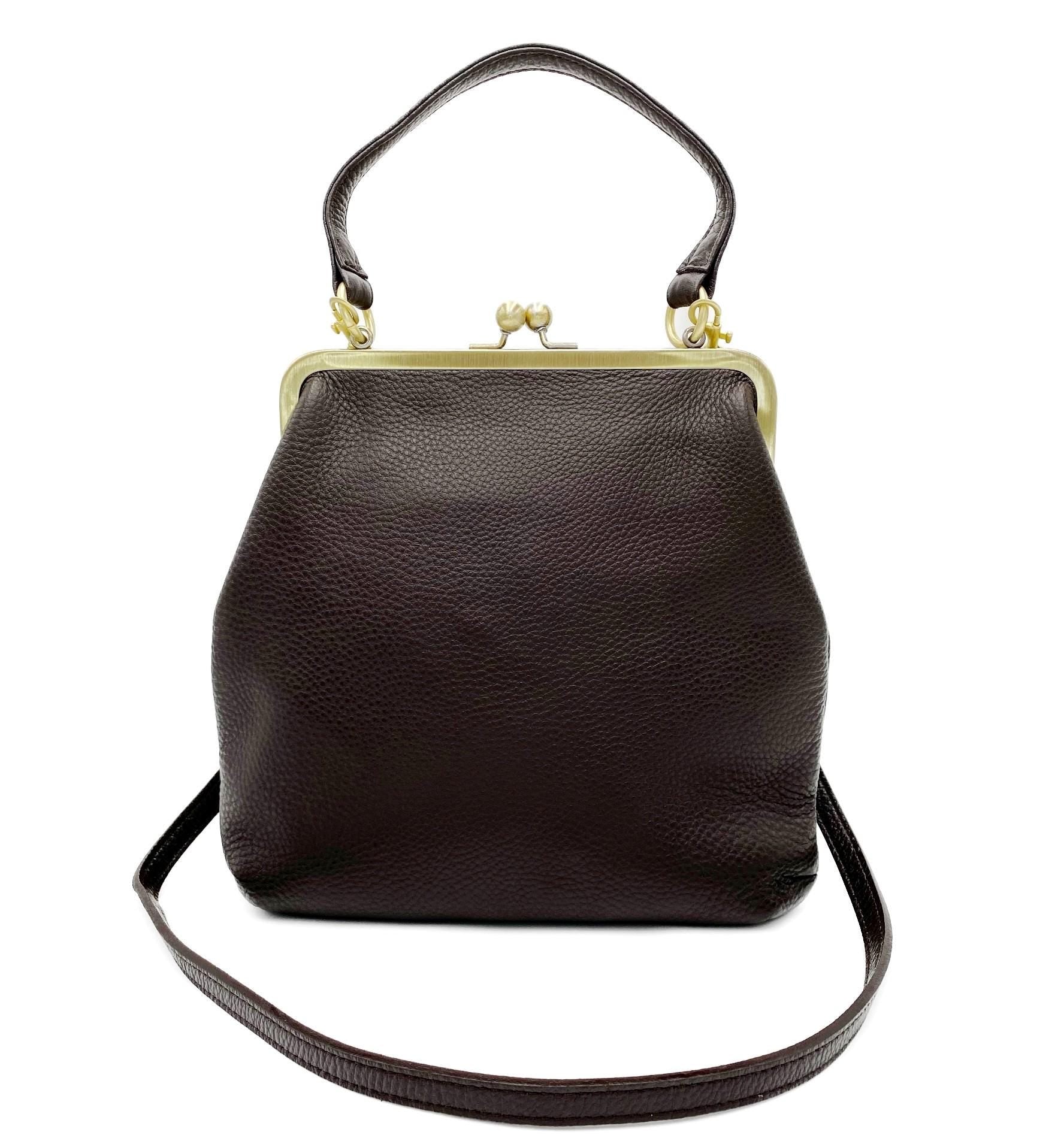 Retro Handbag for Women Pink Leather Crossbody Bag – Zoe Shoulder and Top Handle Bag with Kiss Lock