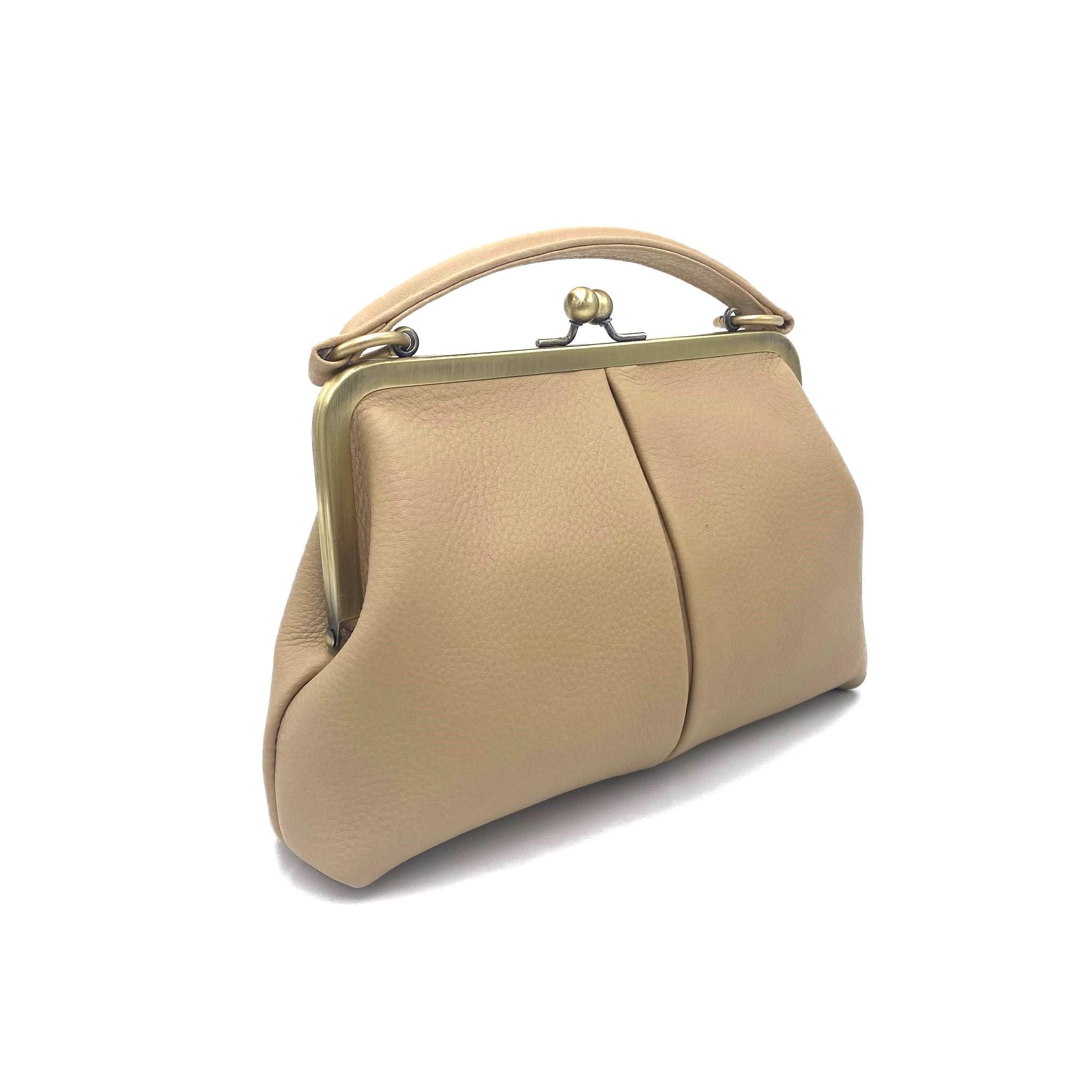 Small beige ladies bag - shoulder bag & top handle bag